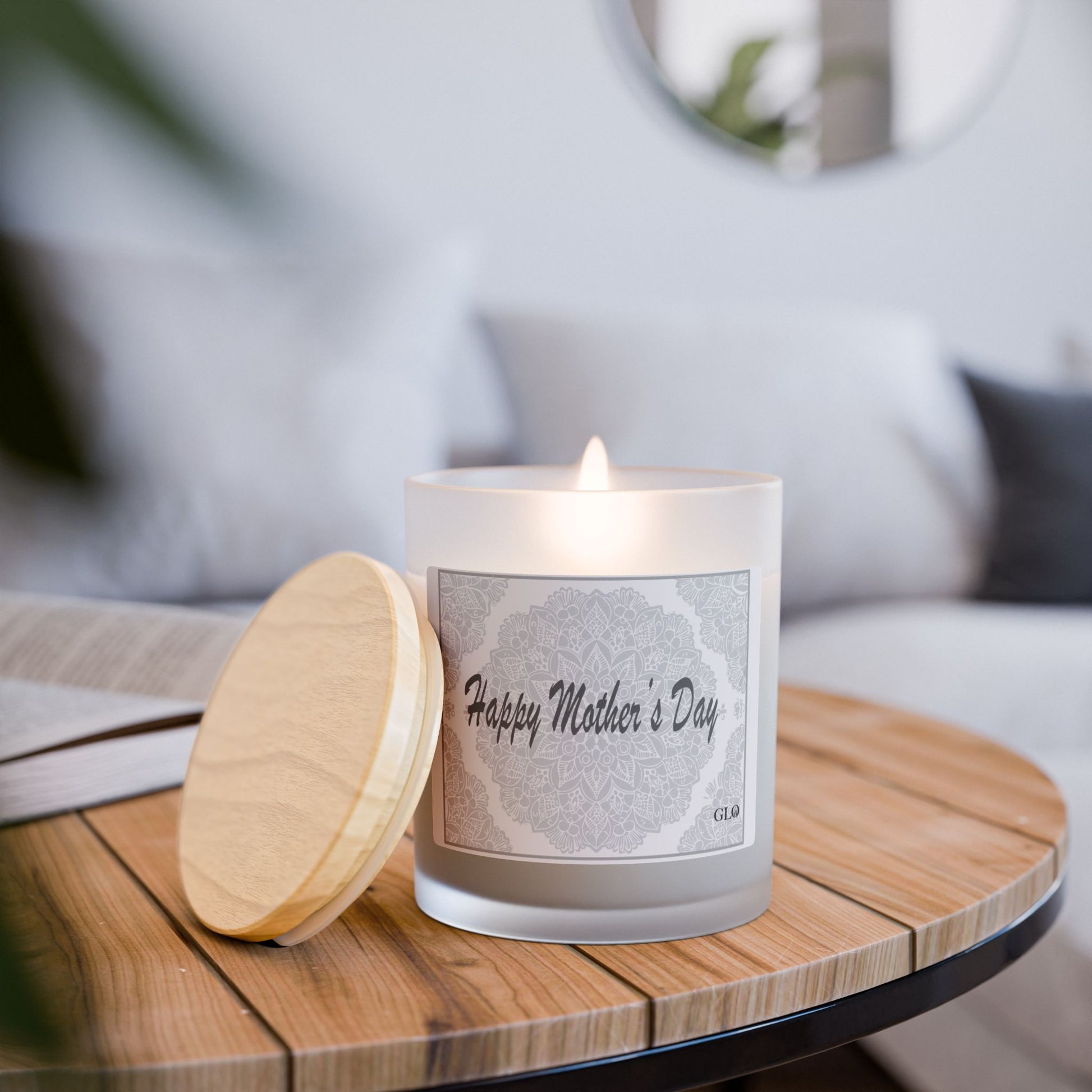 Frosted Glass Candle | "Happy Mother's Day" with lace | 11oz