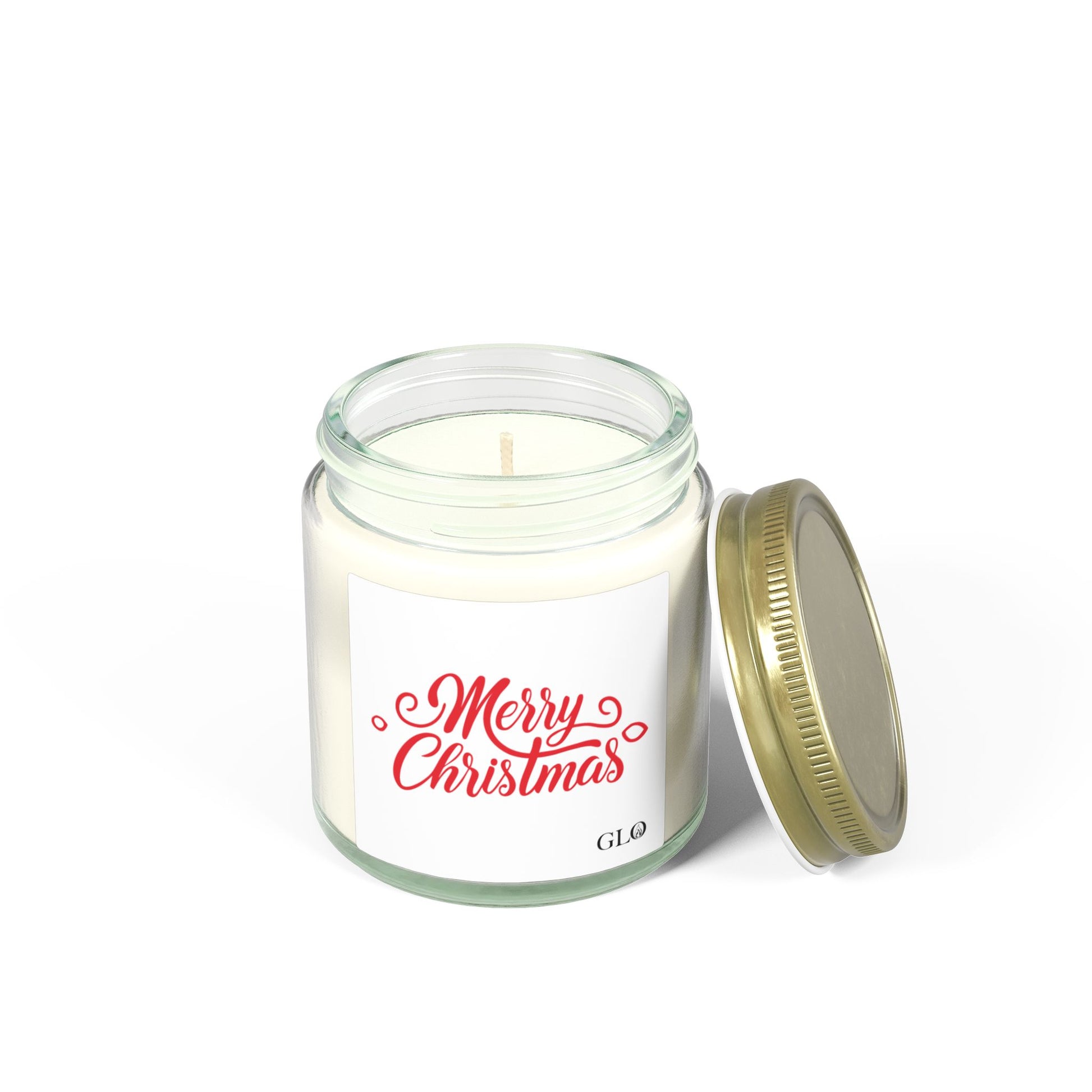 Glass Jar Candle | "Merry Christmas" in red | 4oz & 9oz