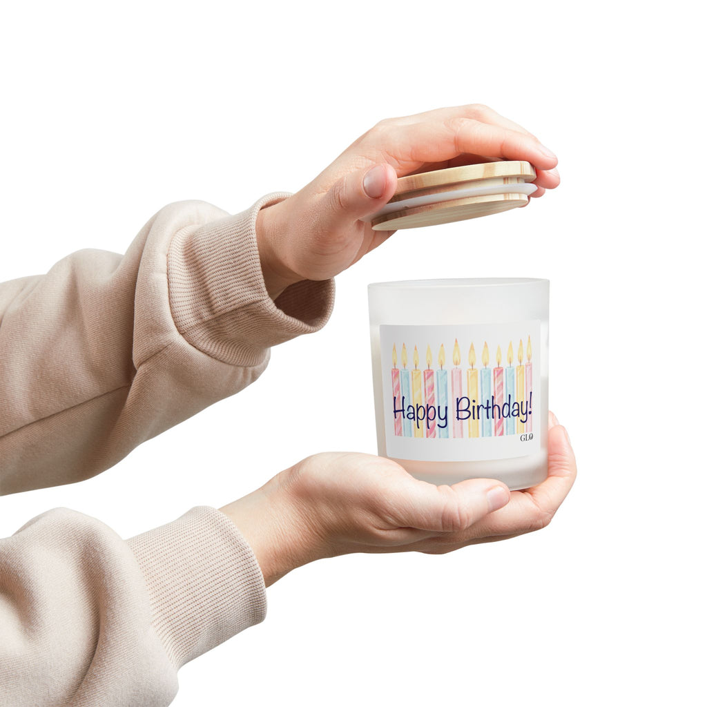 Frosted Glass Candle | 'Happy Birthday' Candles