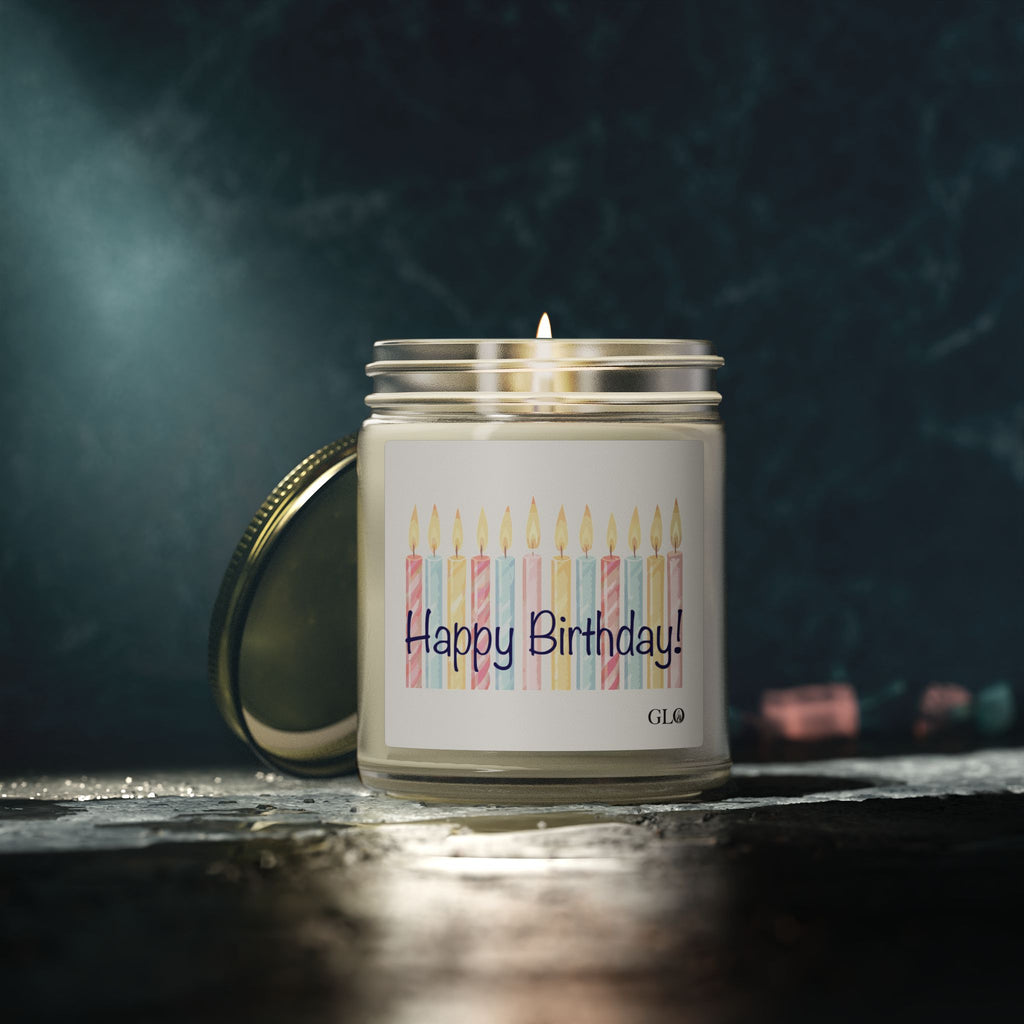 Glass Jar Candle | "Happy Birthday" with candles | 4oz or 9oz