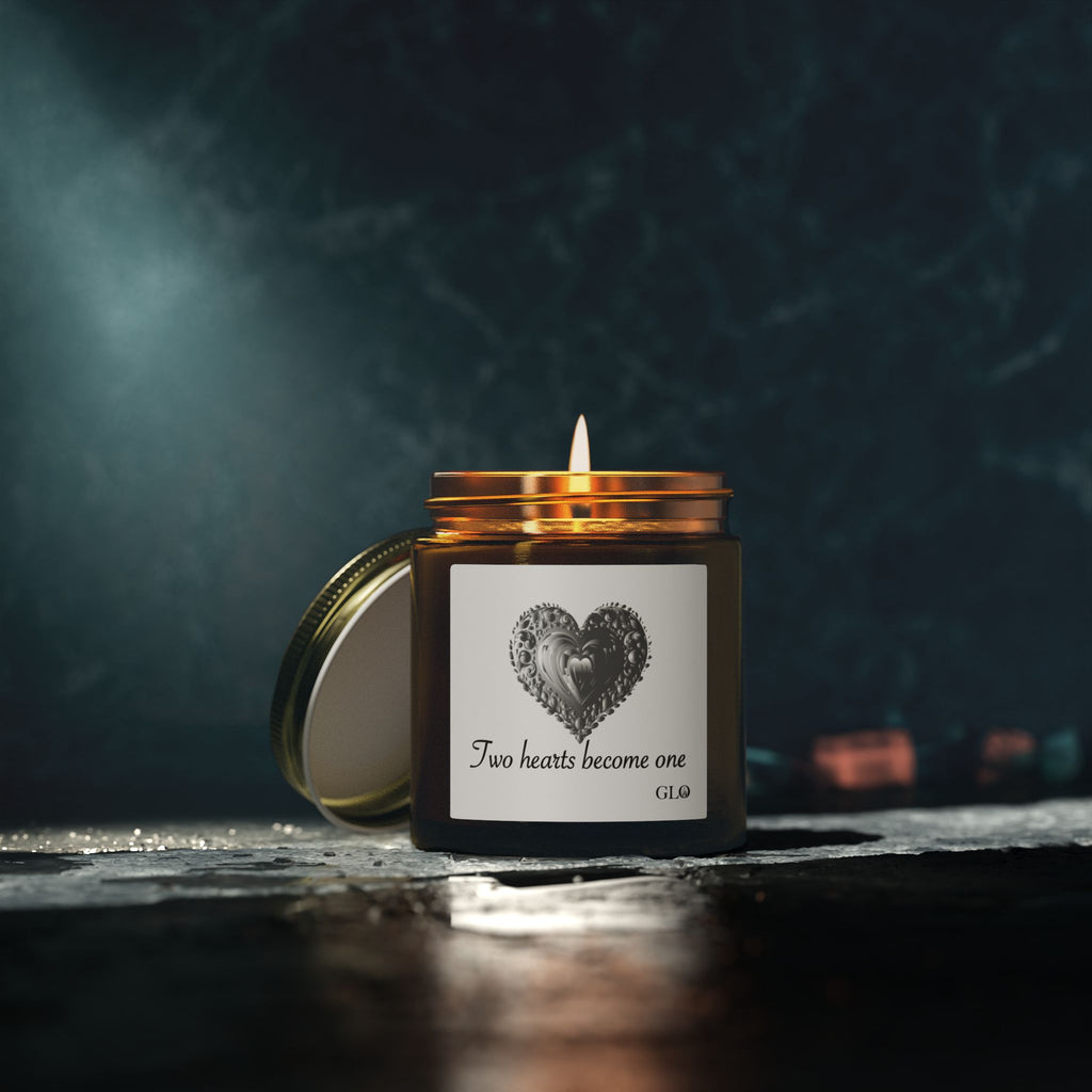 Glass Jar Candle | "Two Hearts Become One" |  4oz & 9oz