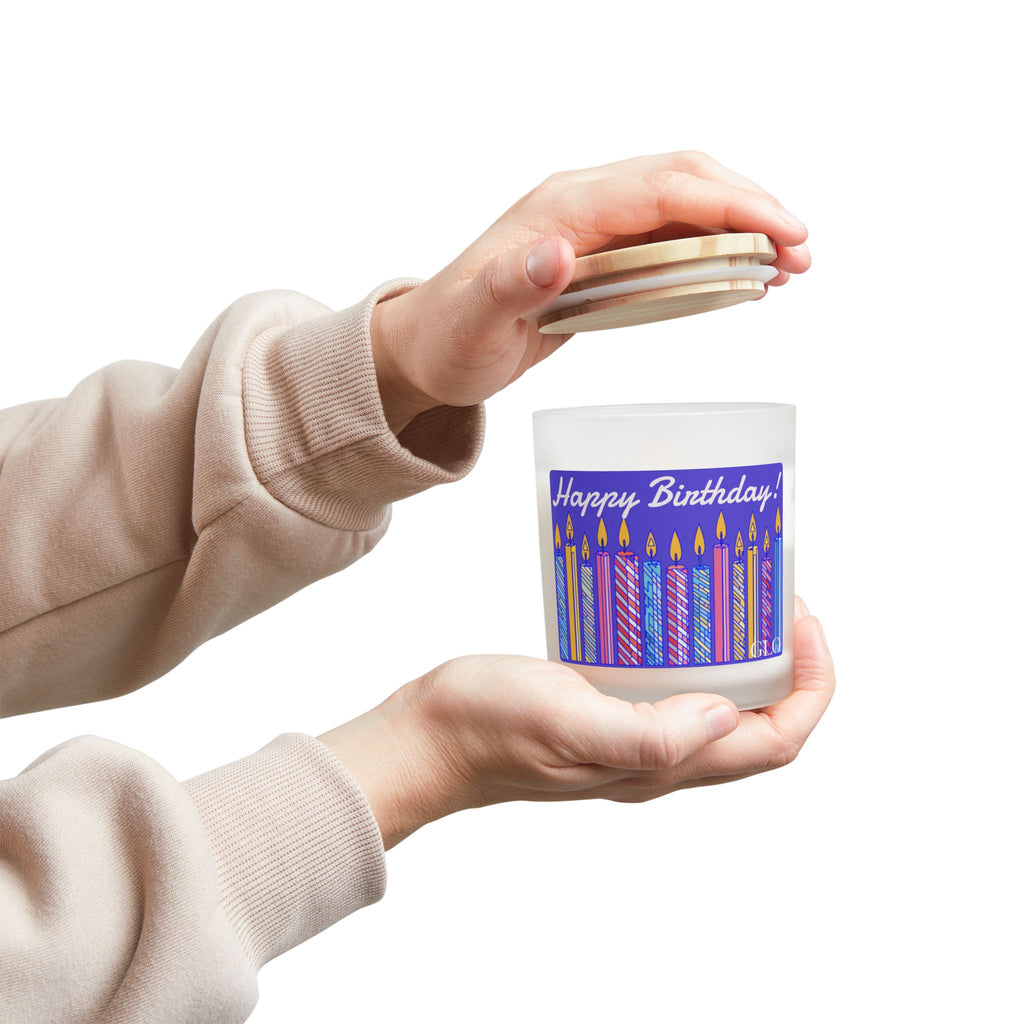 Frosted Glass Candle | "Happy Birthday" with candles | 11oz