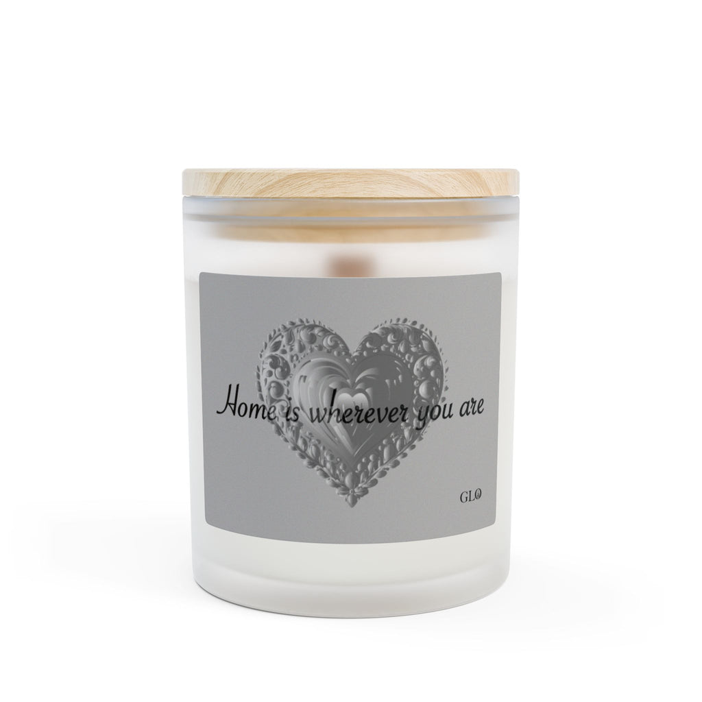 Frosted Glass Candle | "Home is Wherever You Are" on gray | 11oz