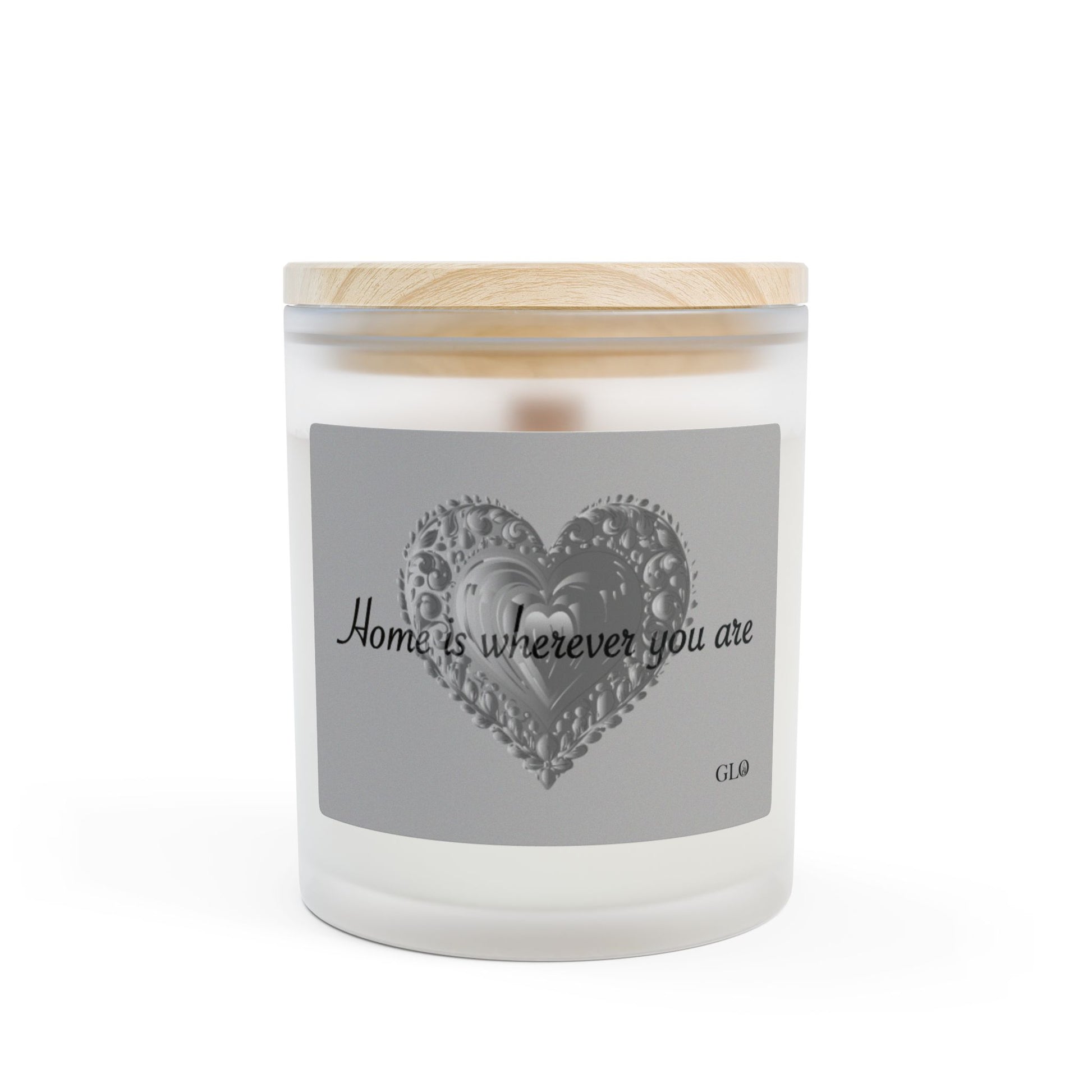 Frosted Glass Candle | "Home is Wherever You Are" on gray | 11oz