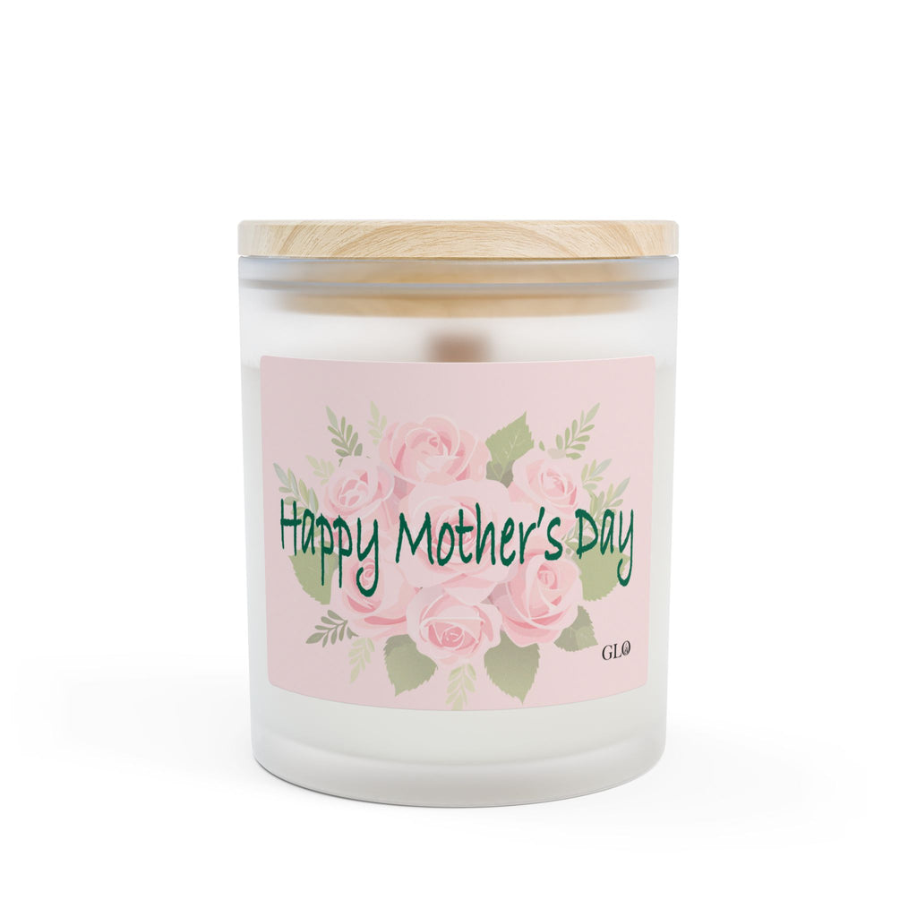 Frosted Glass Candle | "Happy Mother's Day" with pink roses | 11oz