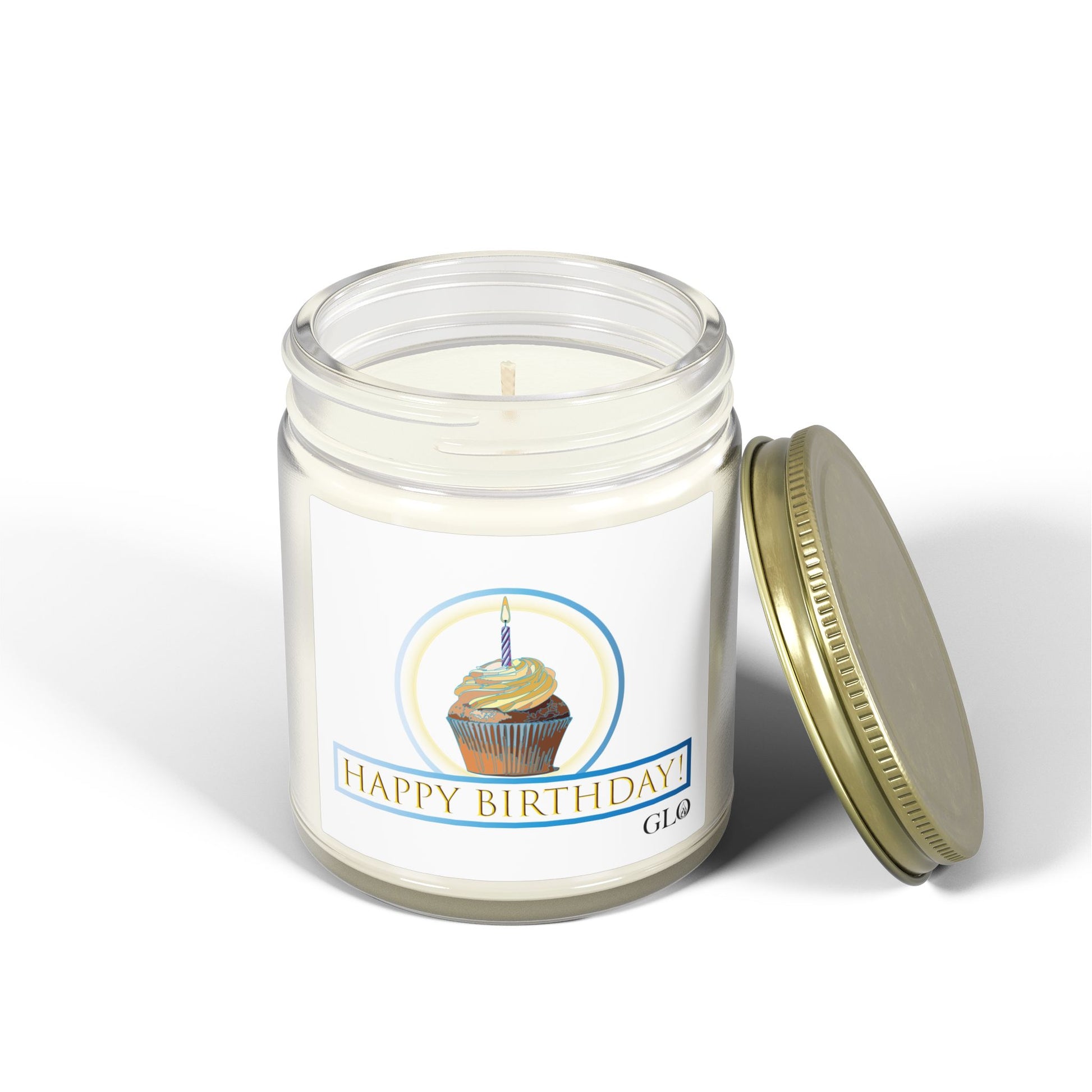 Glass Jar Candle | "Happy Birthday" with cupcake | 4oz & 9oz