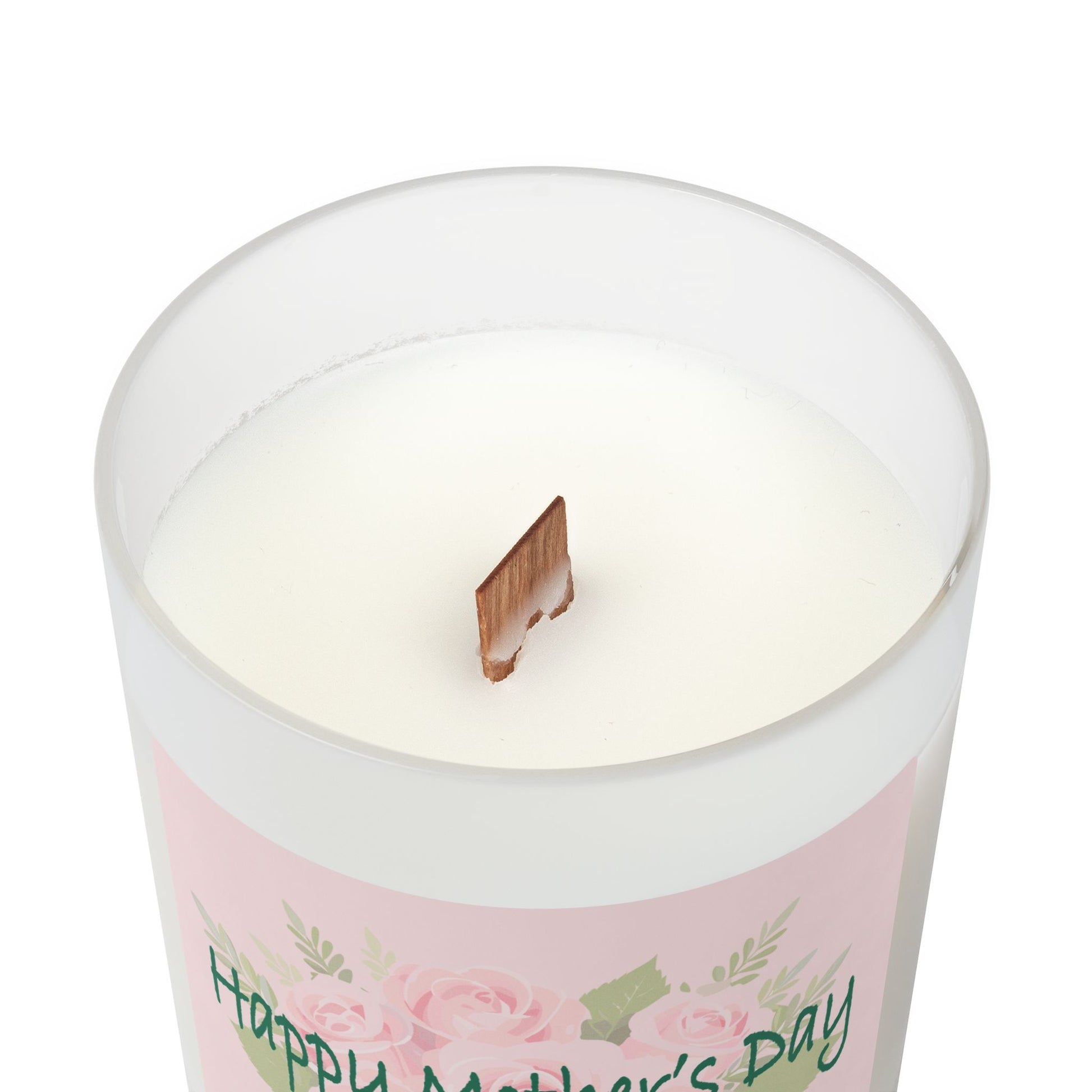 Frosted Glass Candle | "Happy Mother's Day" with pink roses | 11oz