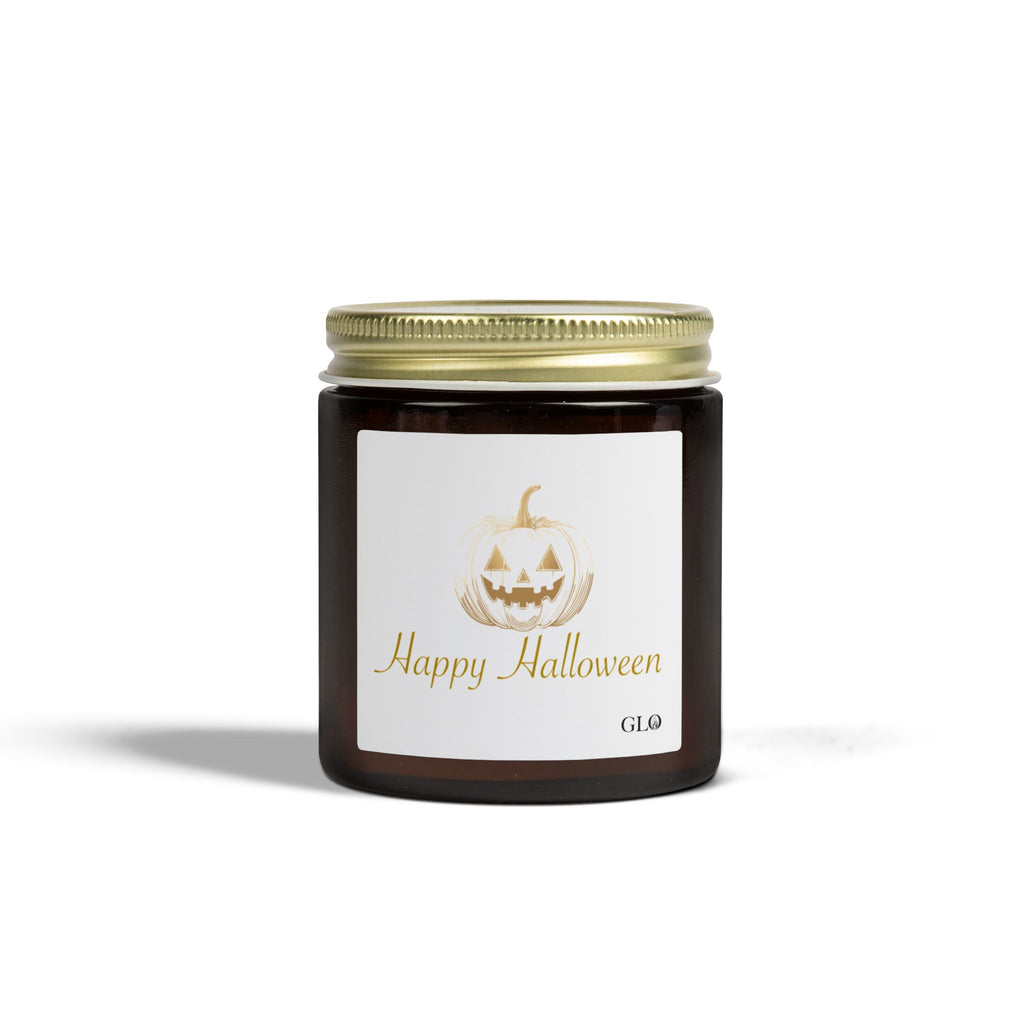 Glass Jar Candle | "Happy Halloween" (elegant on white) | 4oz & 9oz