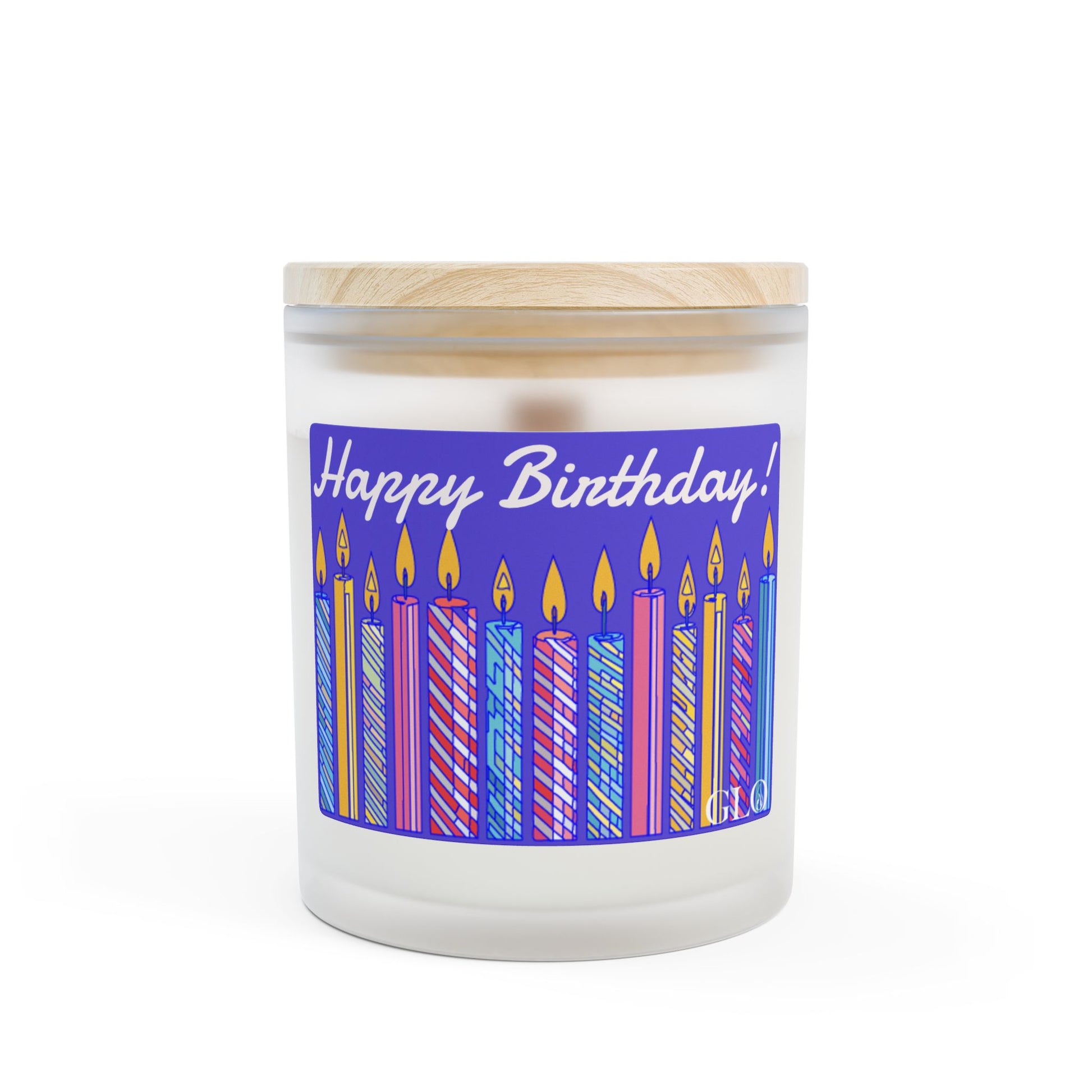Frosted Glass Candle | "Happy Birthday" with candles | 11oz