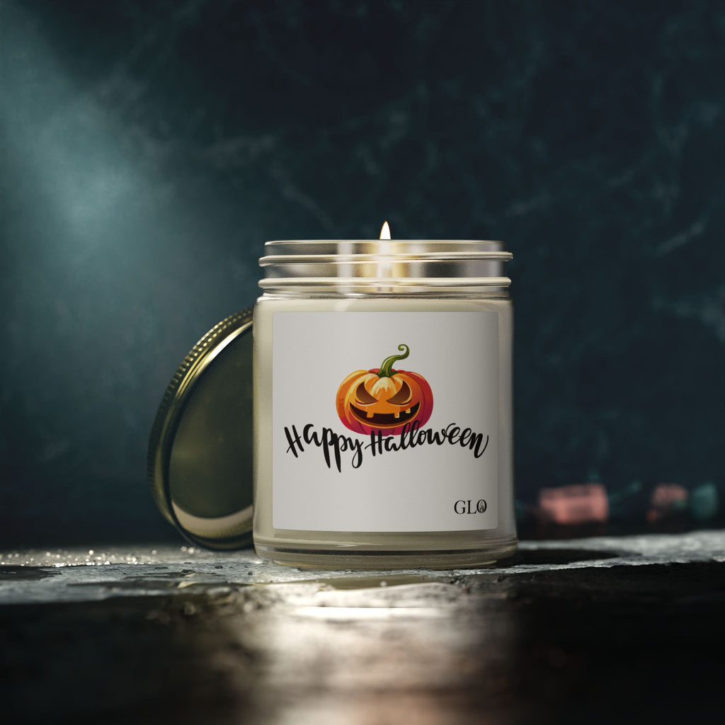 Glass Jar Candle | "Happy Halloween" with Jack-o-lantern | 4oz & 9oz