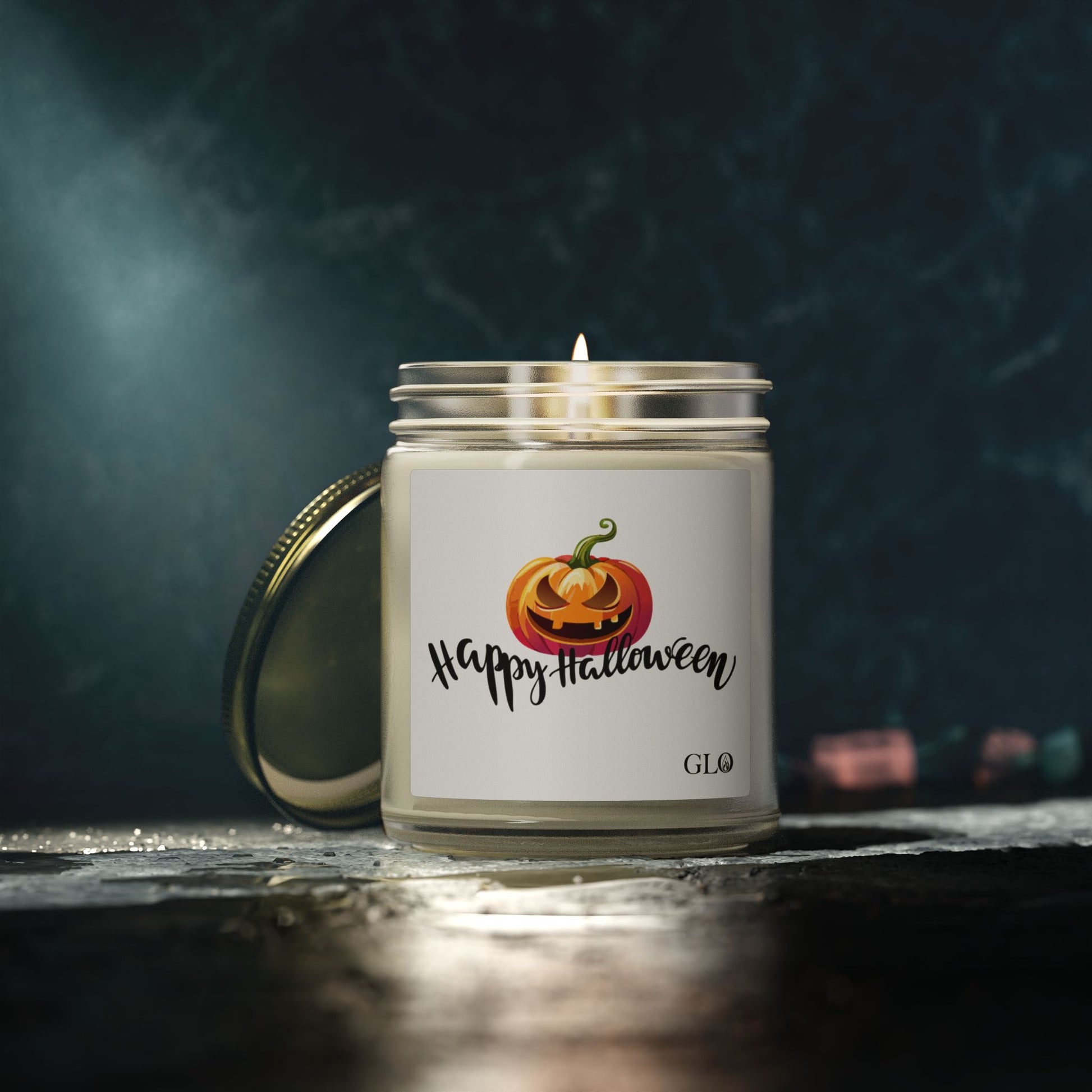Glass Jar Candle | "Happy Halloween" with Jack-o-lantern | 4oz & 9oz
