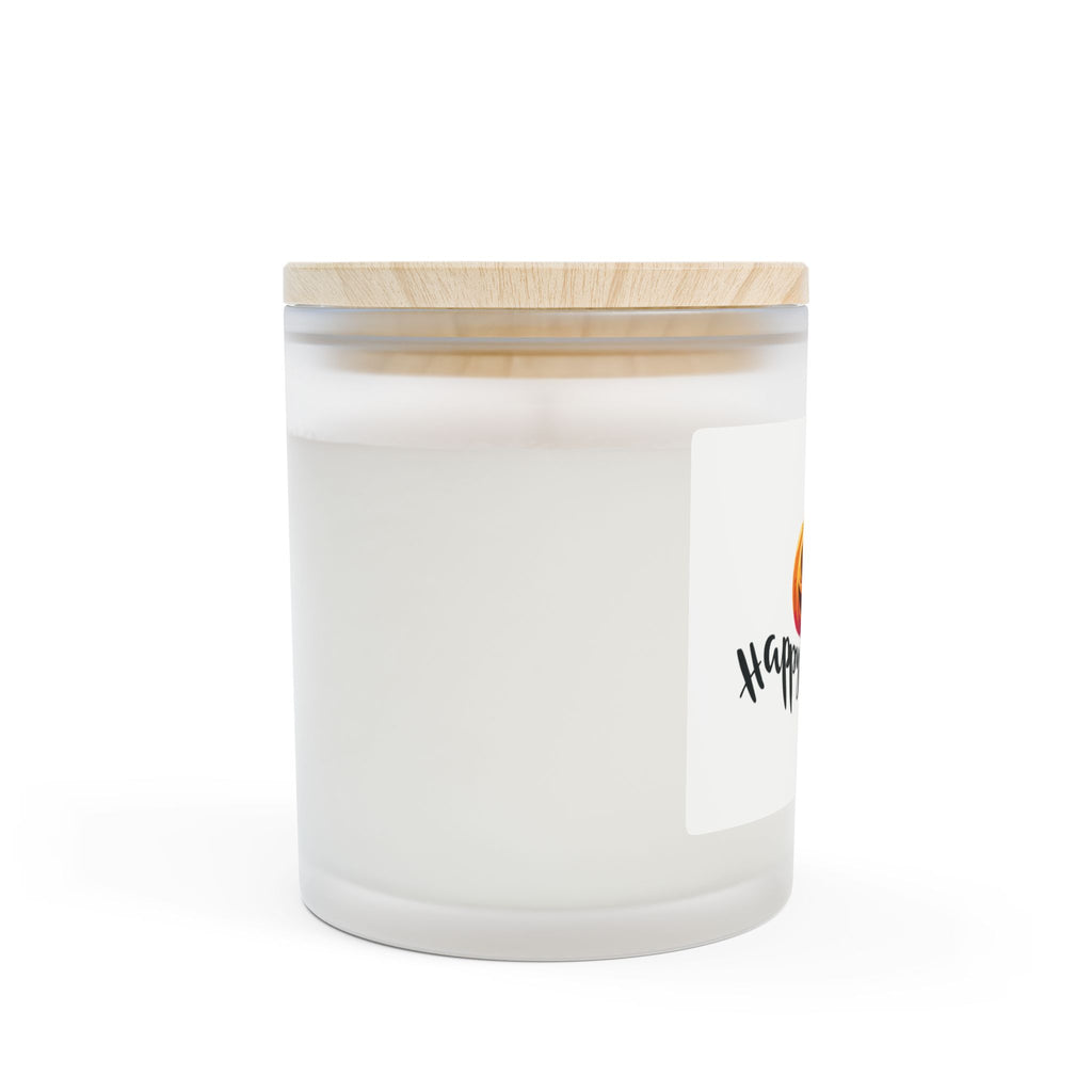 Frosted Glass Candle | 'Happy Halloween' with Jack-o-lantern | 11 oz