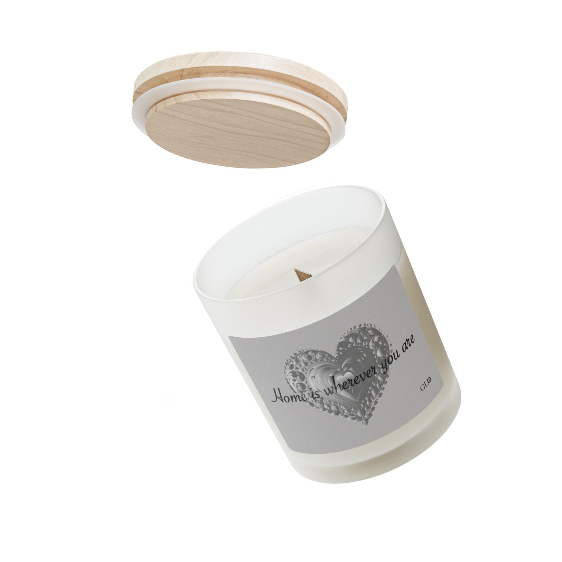 Frosted Glass Candle | "Home is Wherever You Are" on gray | 11oz