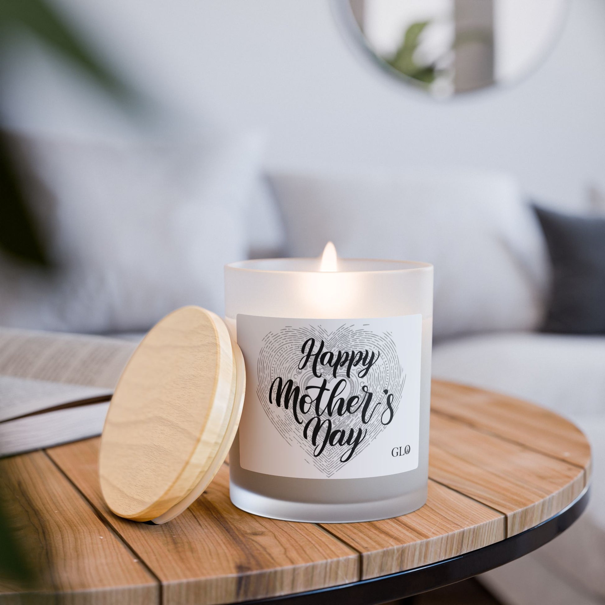 Frosted Glass Candle | "Happy Mother's Day" (b&w) | 11oz