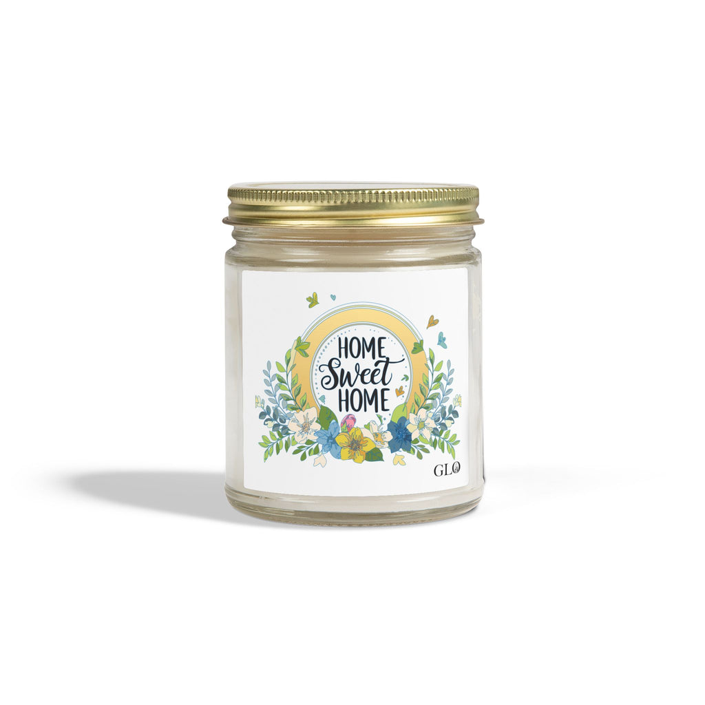 Glass Jar Candle | "Home Sweet Home" with flowers | 4oz & 9oz