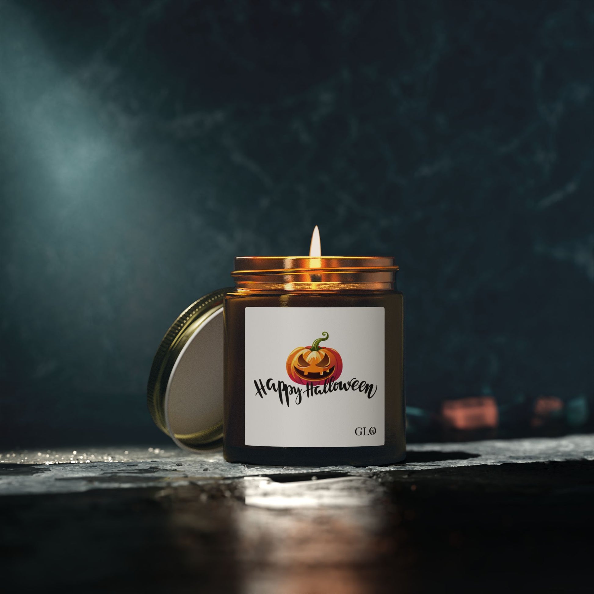 Glass Jar Candle | "Happy Halloween" with Jack-o-lantern | 4oz & 9oz