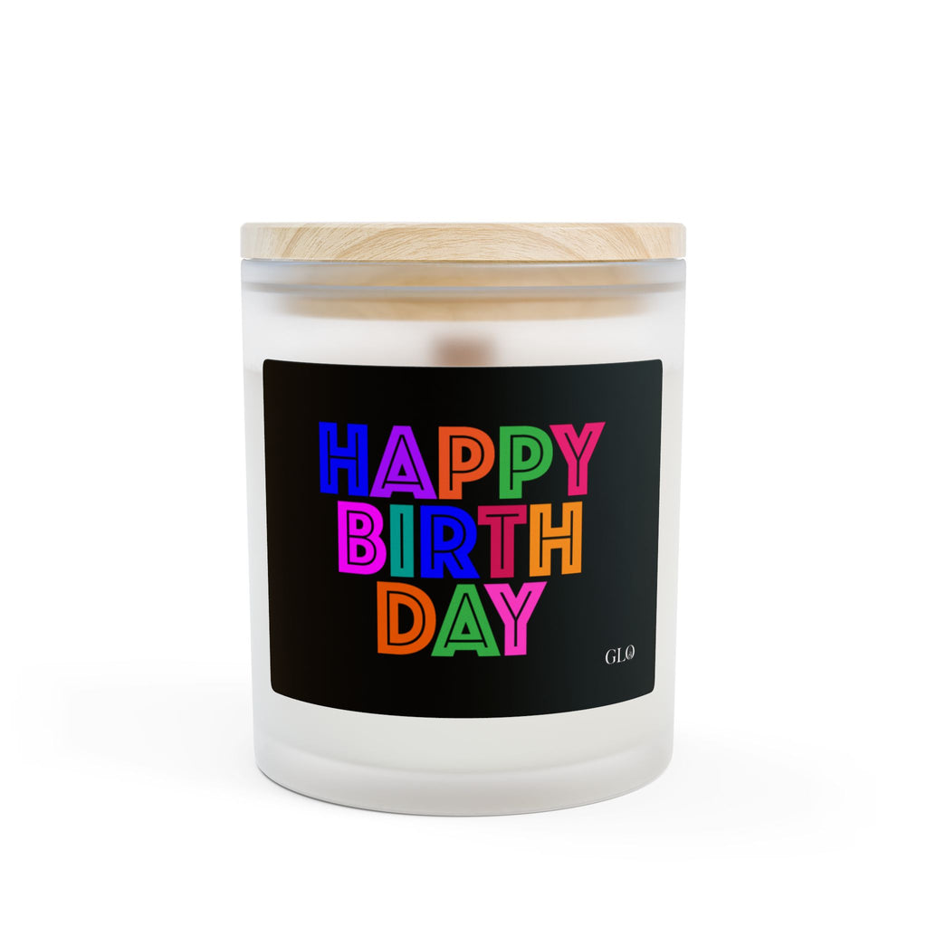 Frosted Glass Candle | "Happy Birthday" on black | 11oz