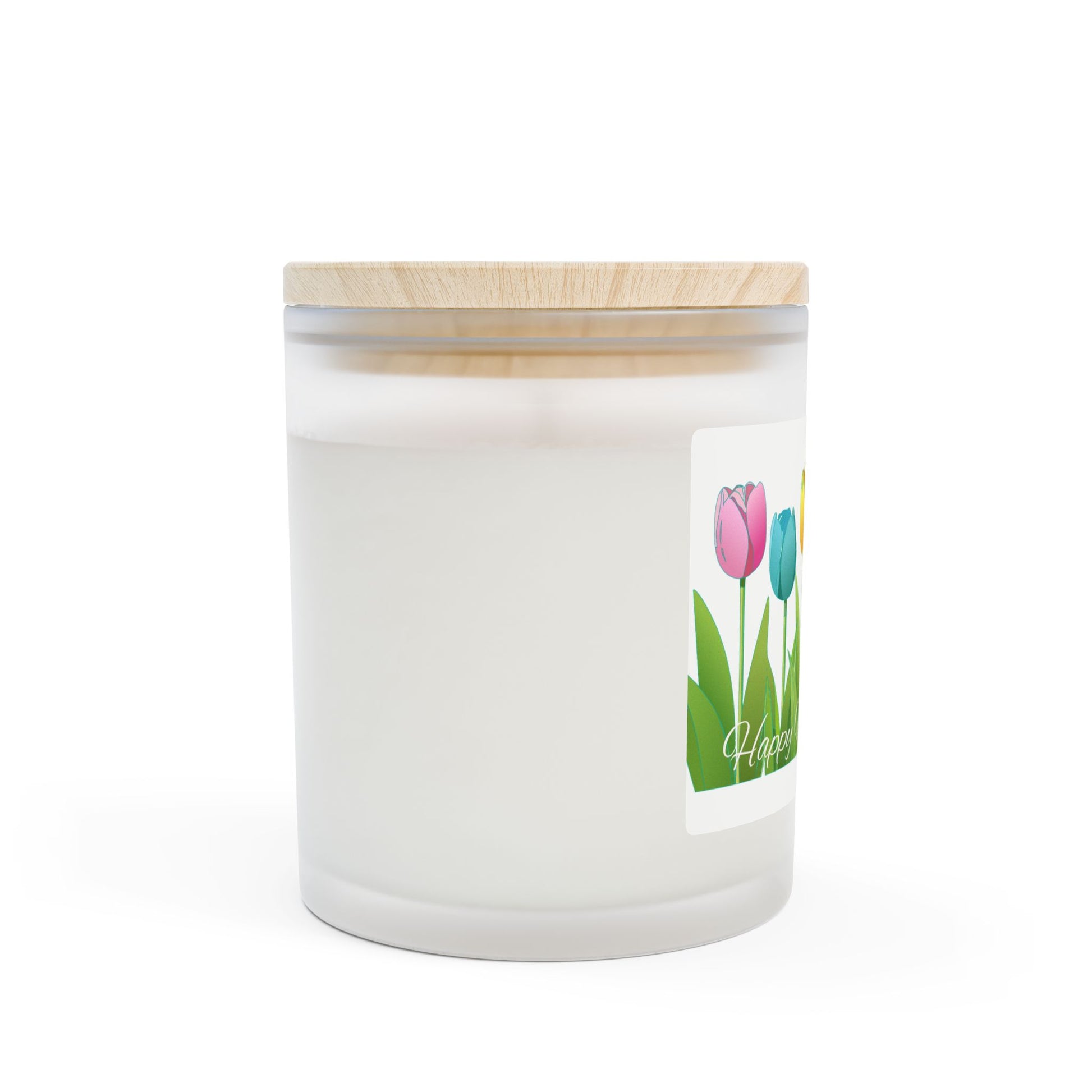 Frosted Glass Candle | "Happy Mother's Day" with tulips | 11oz