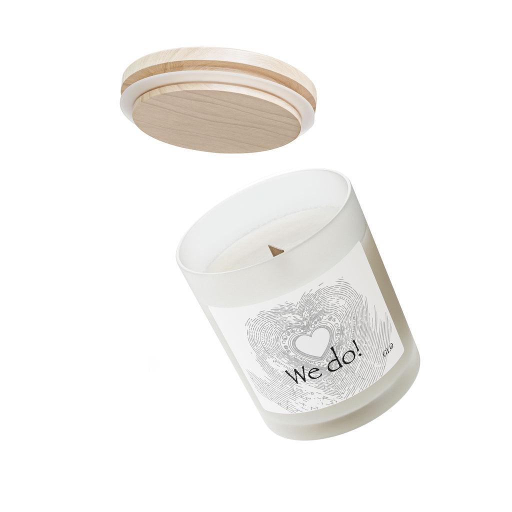 Frosted Glass Candle | "We do!" (Perfect for Weddings) | 11oz