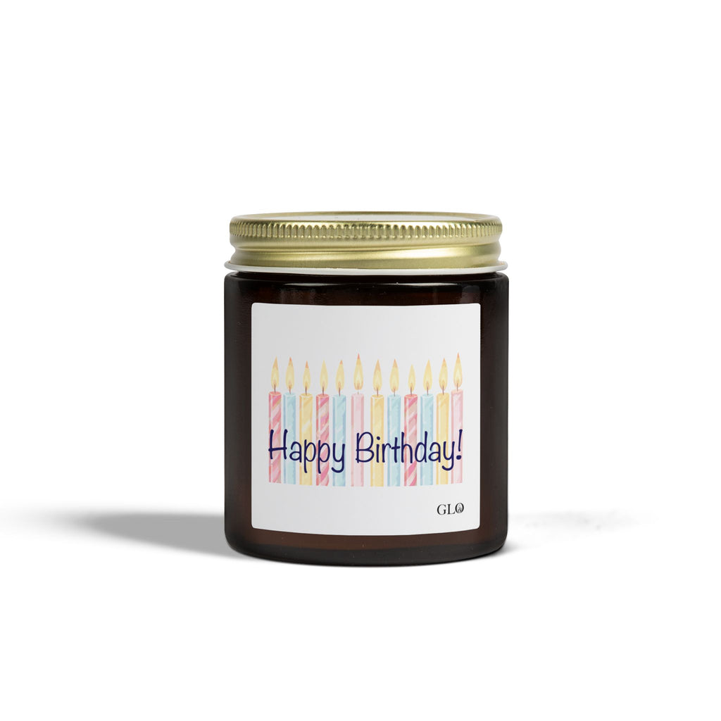 Glass Jar Candle | "Happy Birthday" with candles | 4oz or 9oz