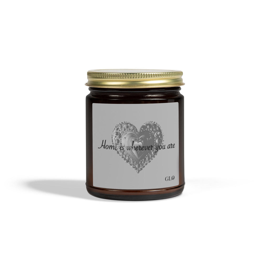 Glass Jar Candle | "Home is Wherever You Are" on Gray | 4oz & 9oz