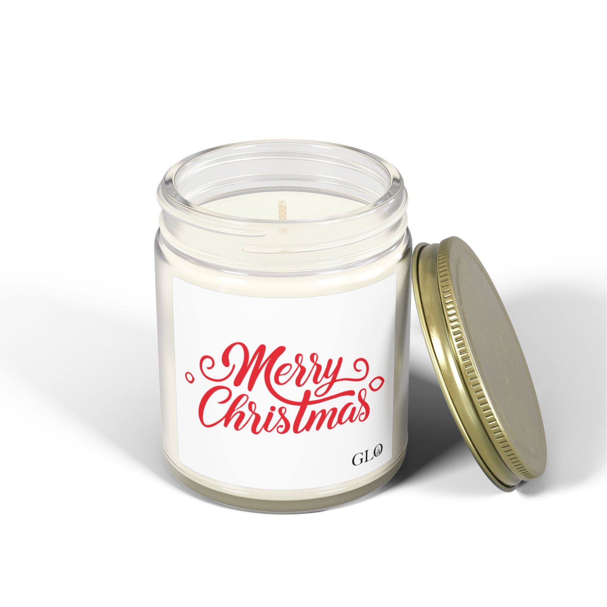 Glass Jar Candle | "Merry Christmas" in red | 4oz & 9oz