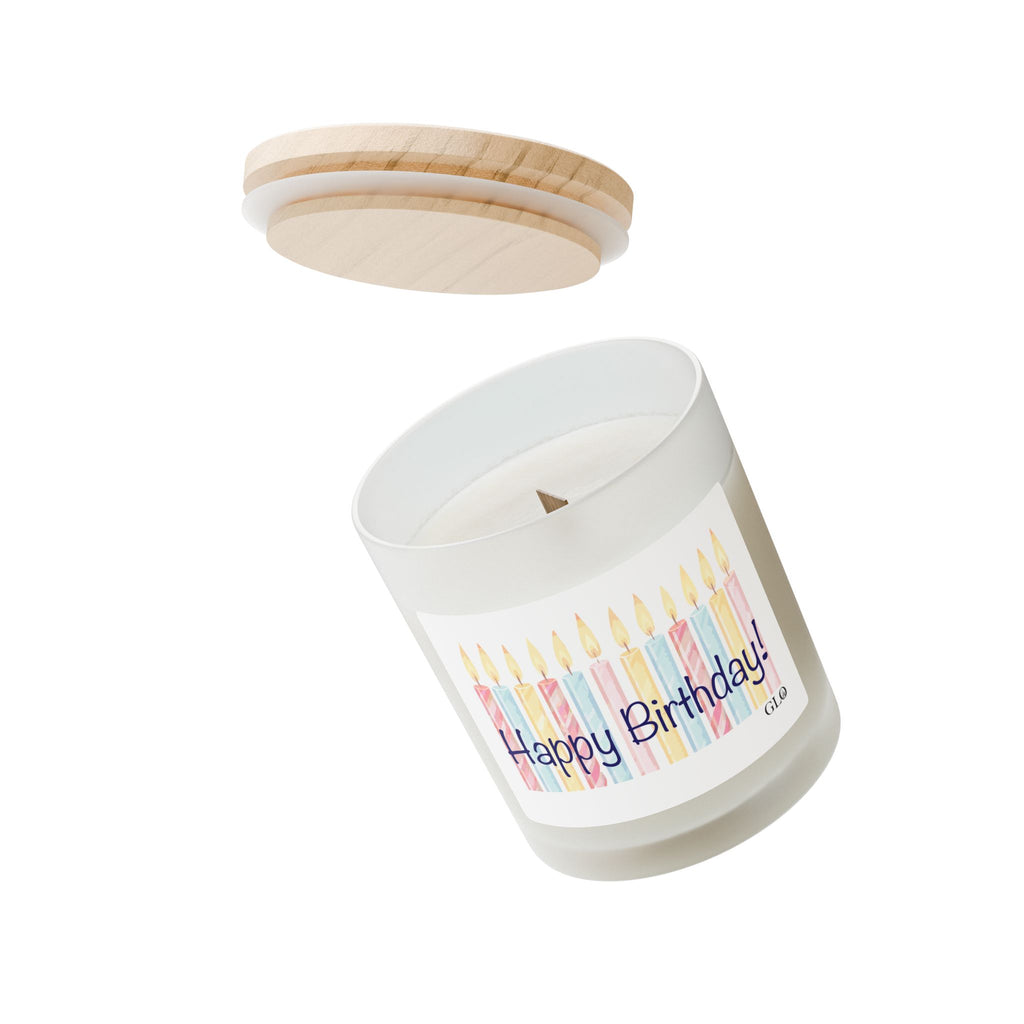 Frosted Glass Candle | 'Happy Birthday' Candles