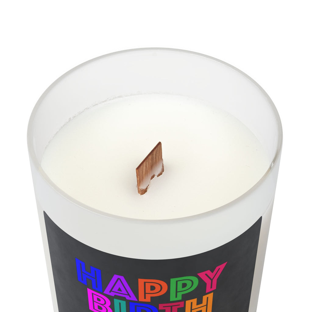 Frosted Glass Candle | "Happy Birthday" on black | 11oz