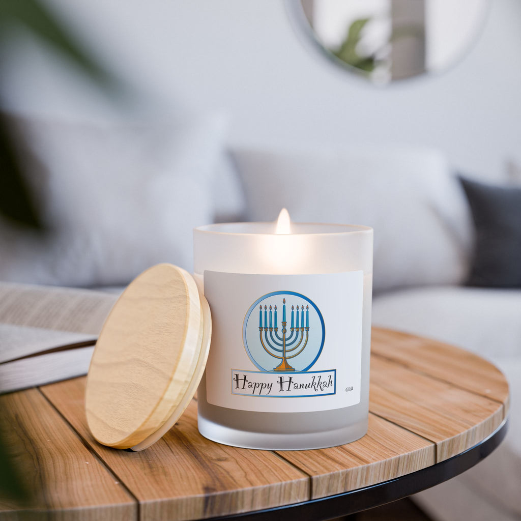 Frosted Glass Candle | "Happy Hanukkah" | 11oz