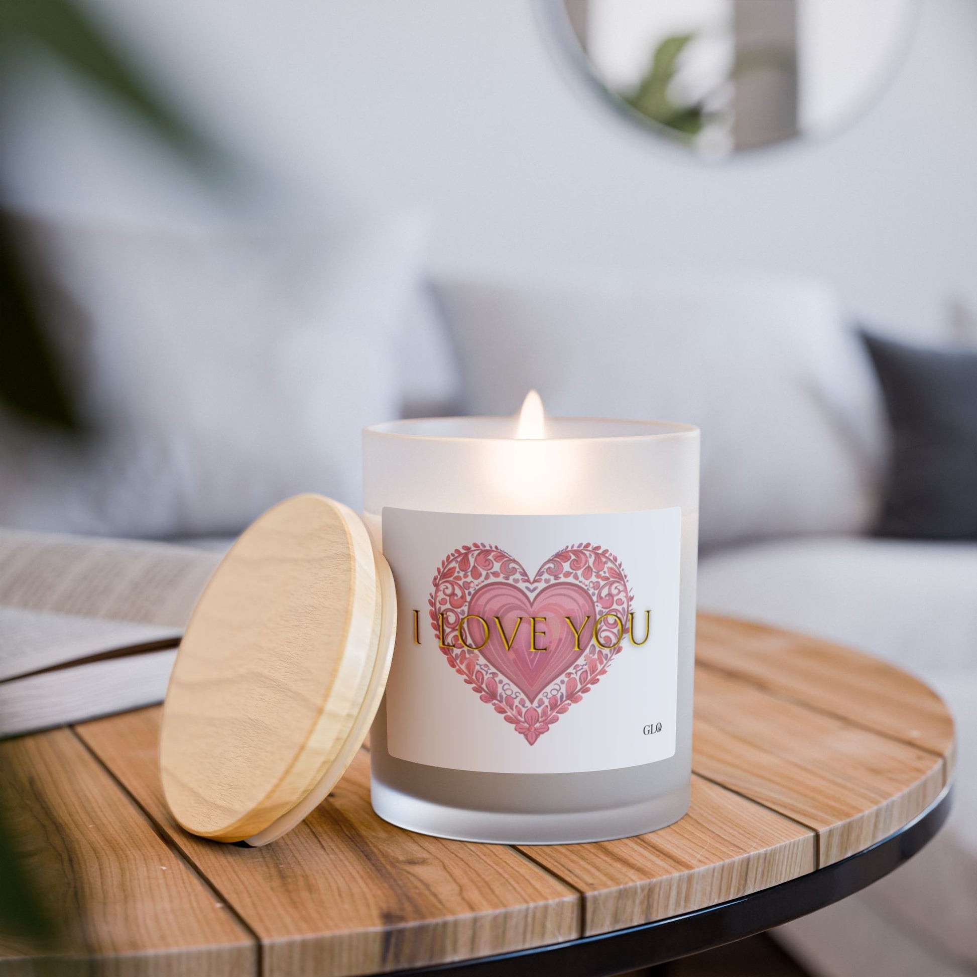 Frosted Glass Candle | "I love you" | 11oz