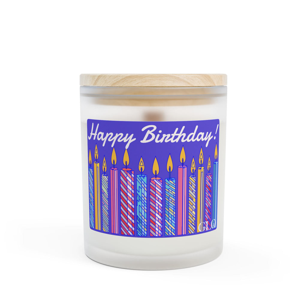 Frosted Glass Candle | "Happy Birthday" with candles | 11oz