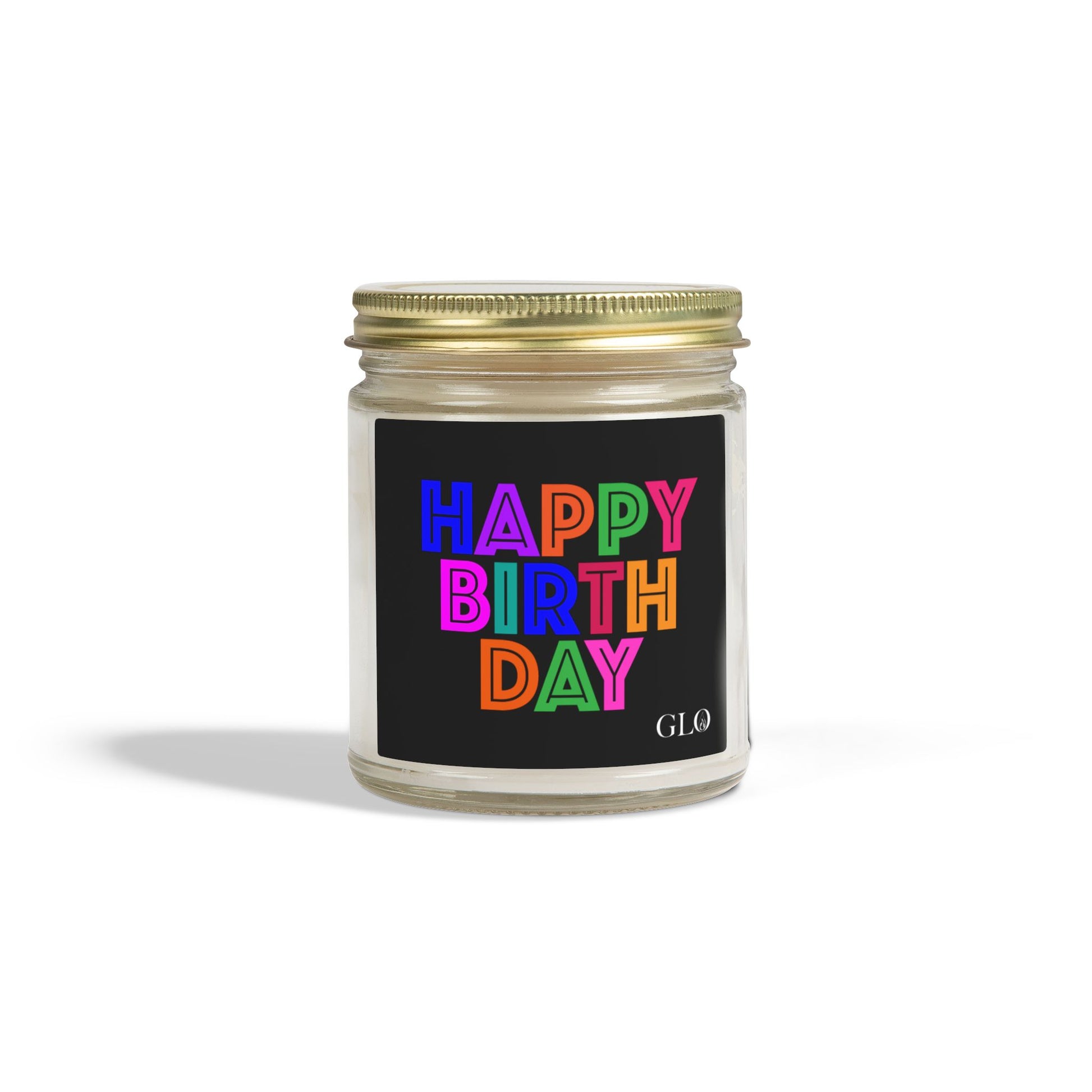 Glass Jar Candle | "Happy Birthday" on Black | 4oz/9oz