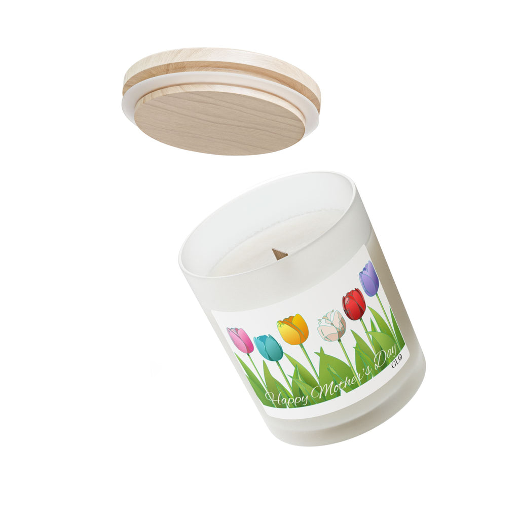 Frosted Glass Candle | "Happy Mother's Day" with tulips | 11oz
