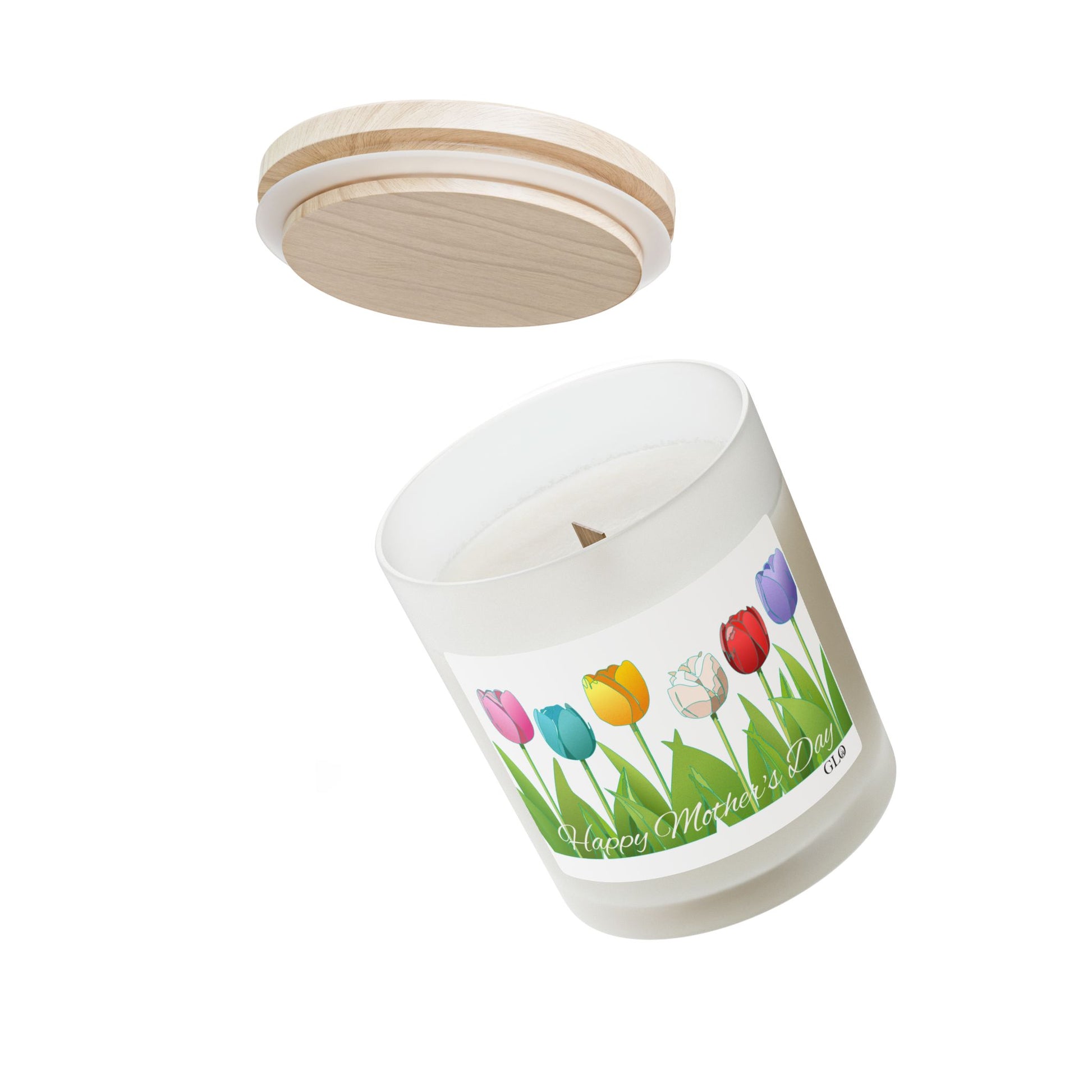 Frosted Glass Candle | "Happy Mother's Day" with tulips | 11oz