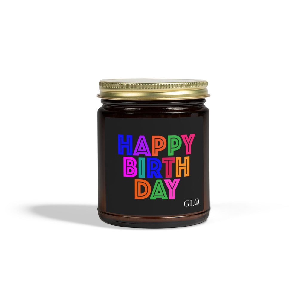 Glass Jar Candle | "Happy Birthday" on Black | 4oz/9oz