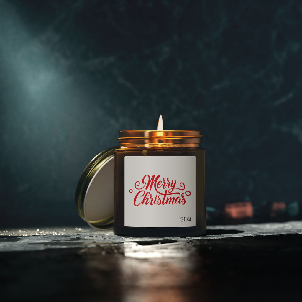 Glass Jar Candle | "Merry Christmas" in red | 4oz & 9oz