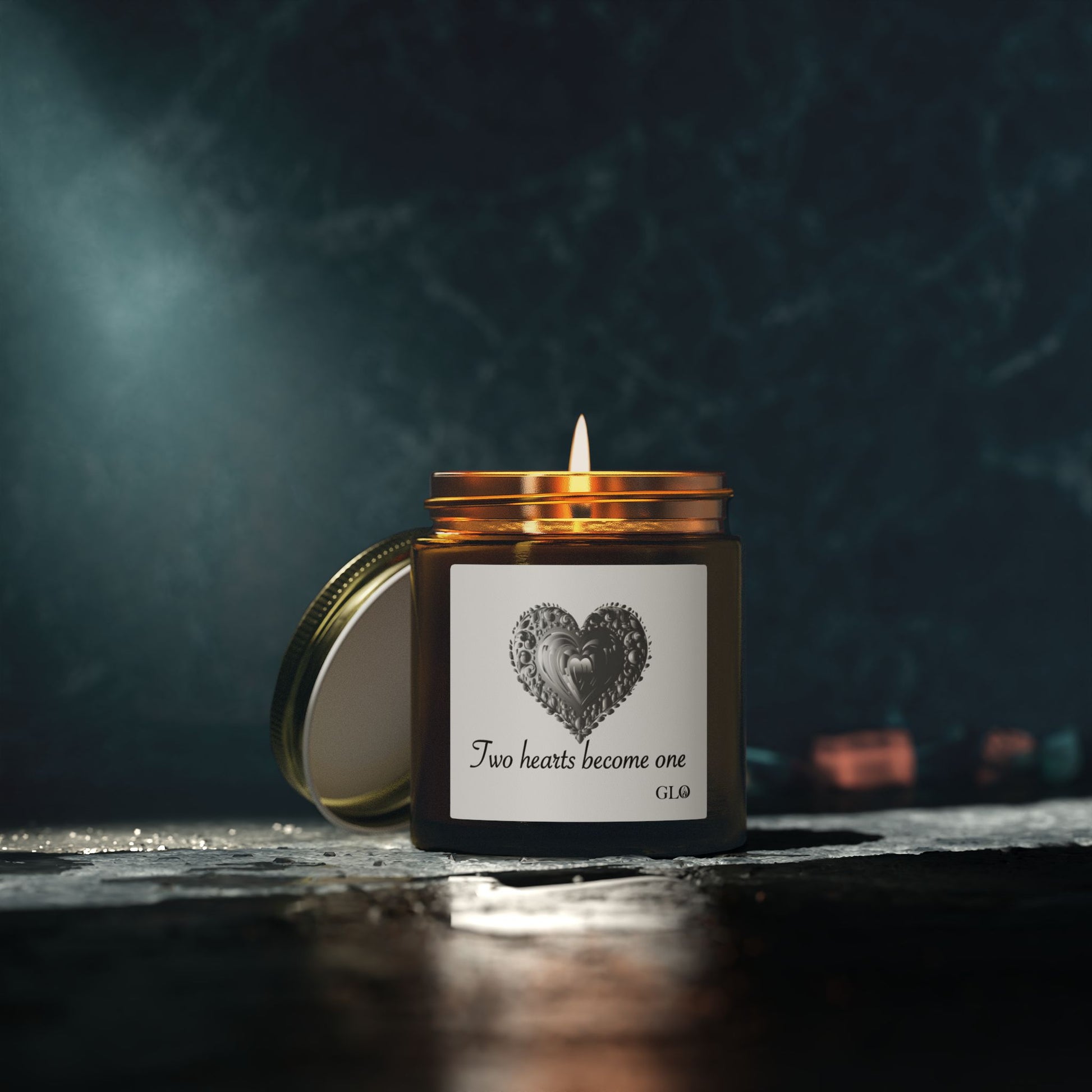Glass Jar Candle | "Two Hearts Become One" |  4oz & 9oz