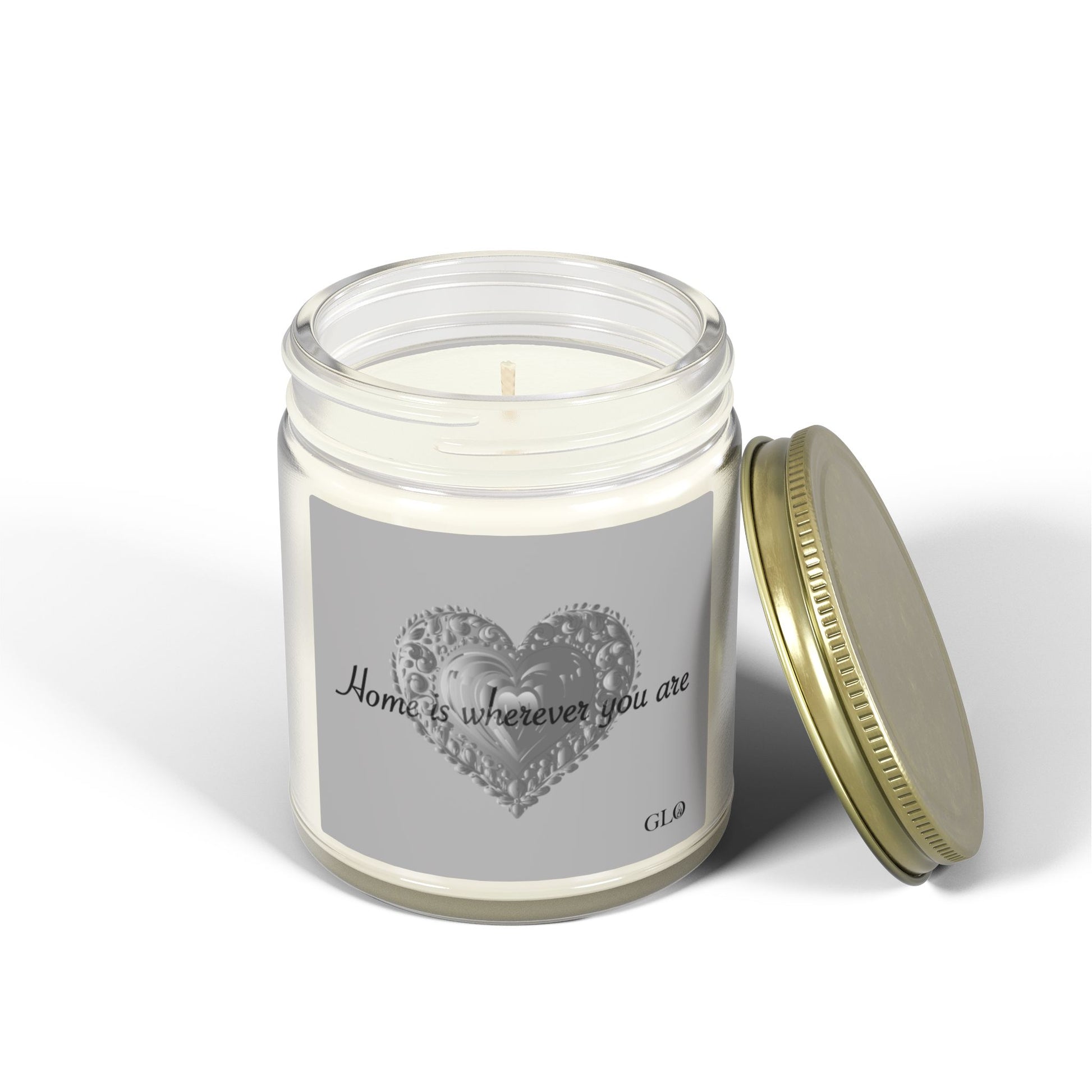 Glass Jar Candle | "Home is Wherever You Are" on Gray | 4oz & 9oz