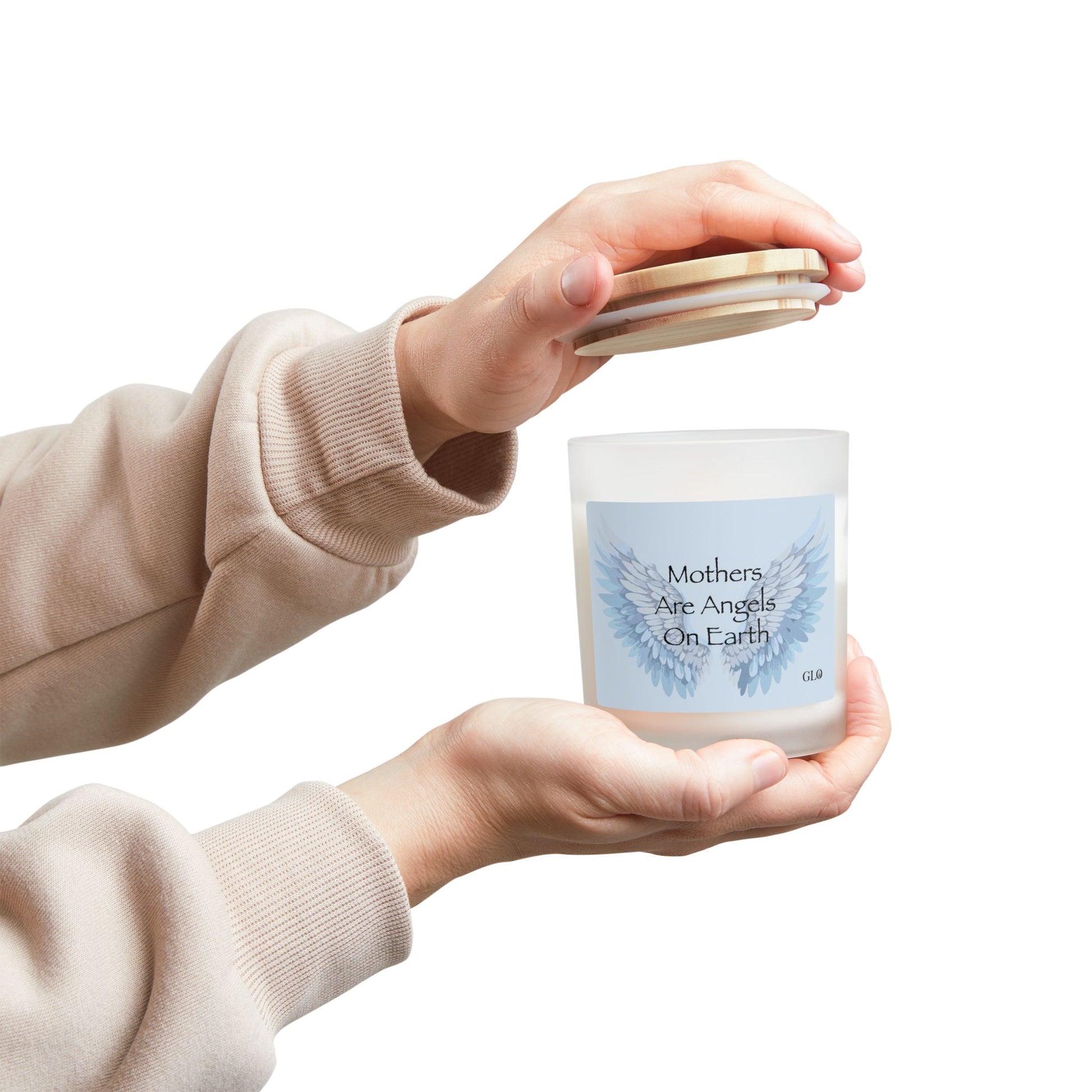 Frosted Glass Candle | "Mothers are Angels on Earth" | 11oz