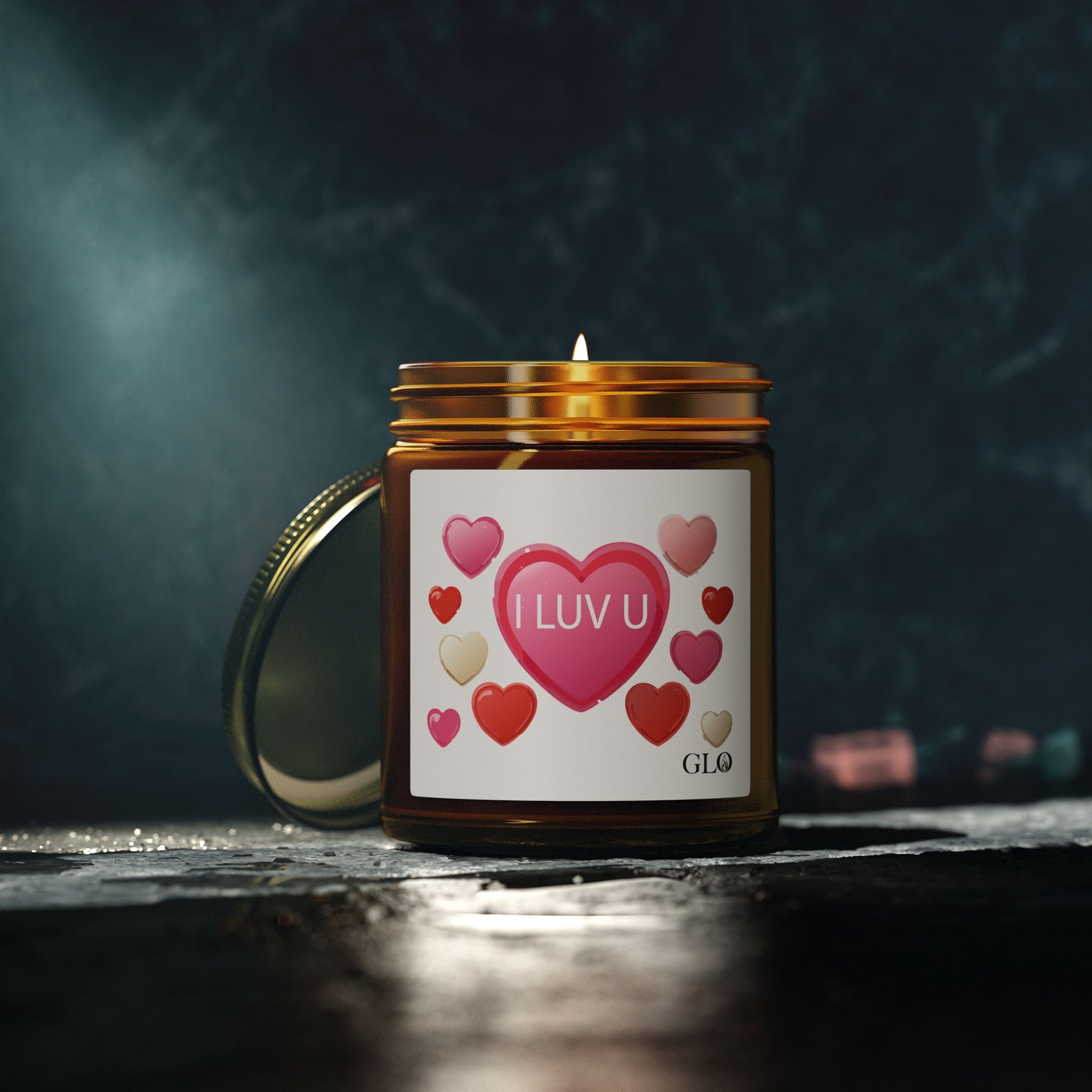 Glass Jar Candle | "I Luv U" | 4oz & 9oz