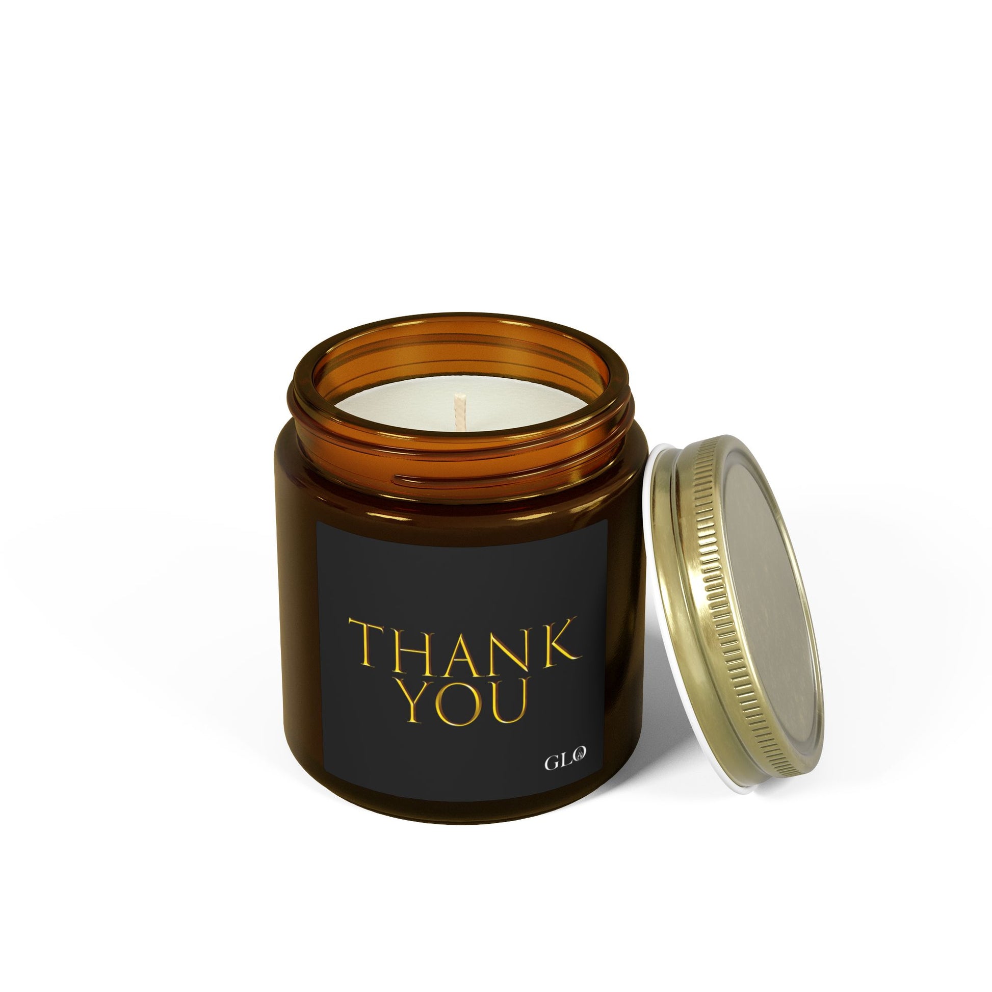 Glass Jar Candle | "Thank You" on black | 4 oz & 9 oz
