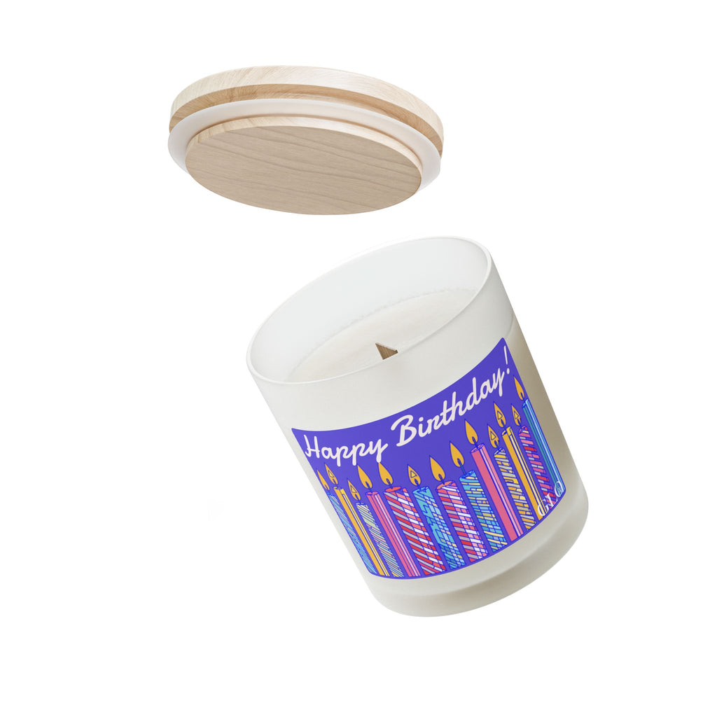 Frosted Glass Candle | "Happy Birthday" with candles | 11oz