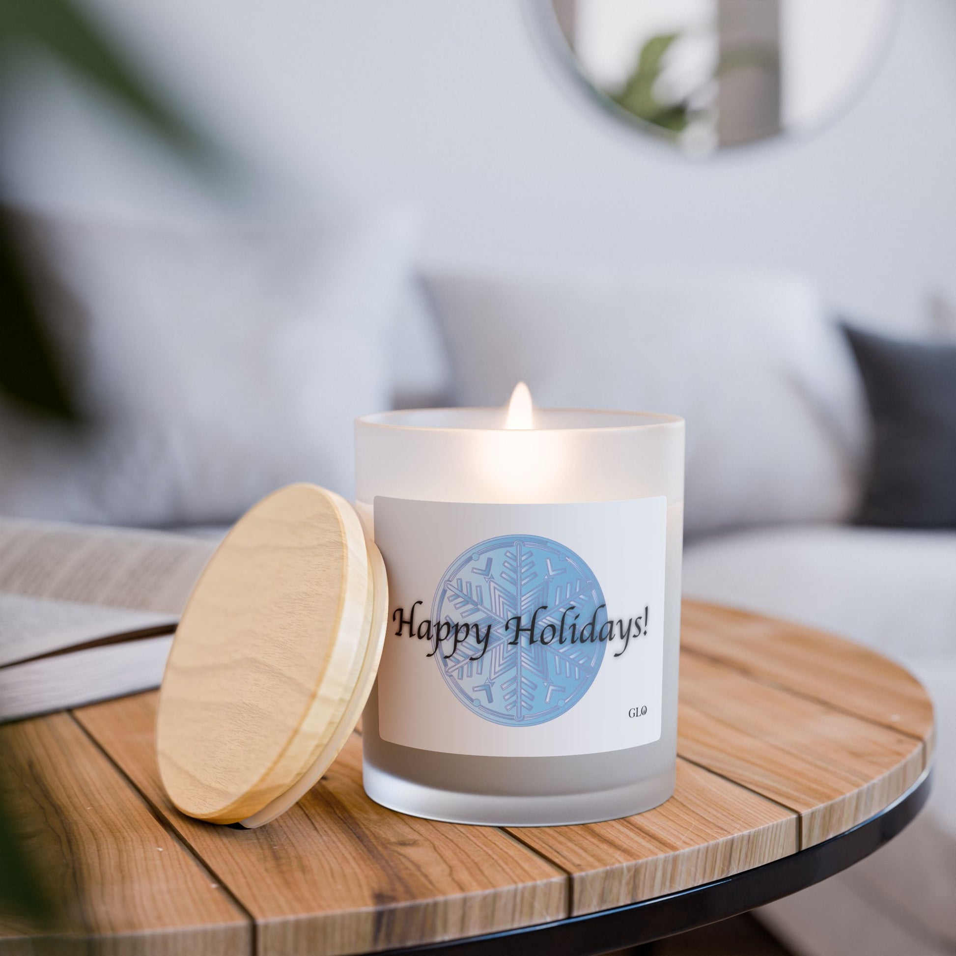 Frosted Glass Candle | "Happy Holidays!" | 11 oz