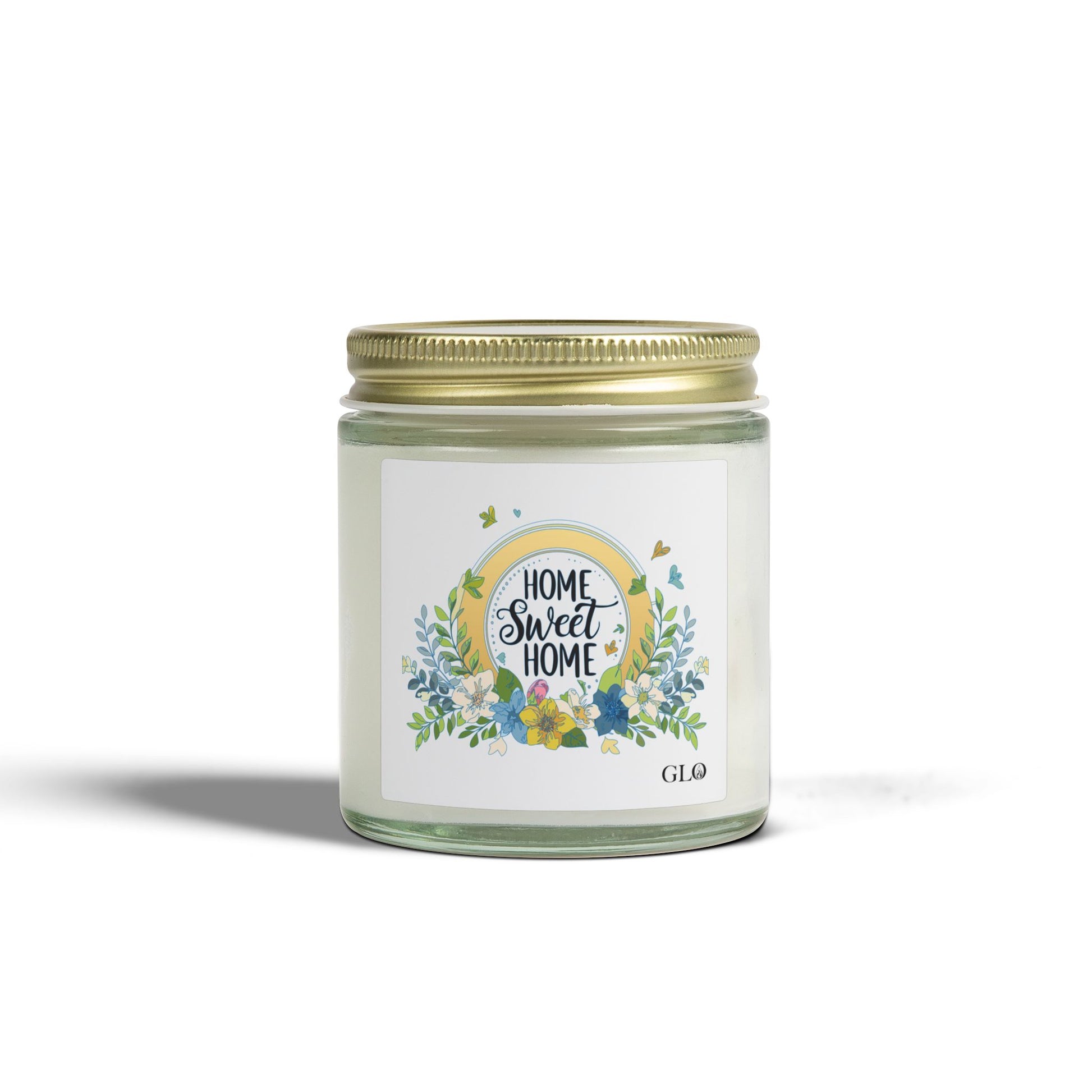 Glass Jar Candle | "Home Sweet Home" with flowers | 4oz & 9oz
