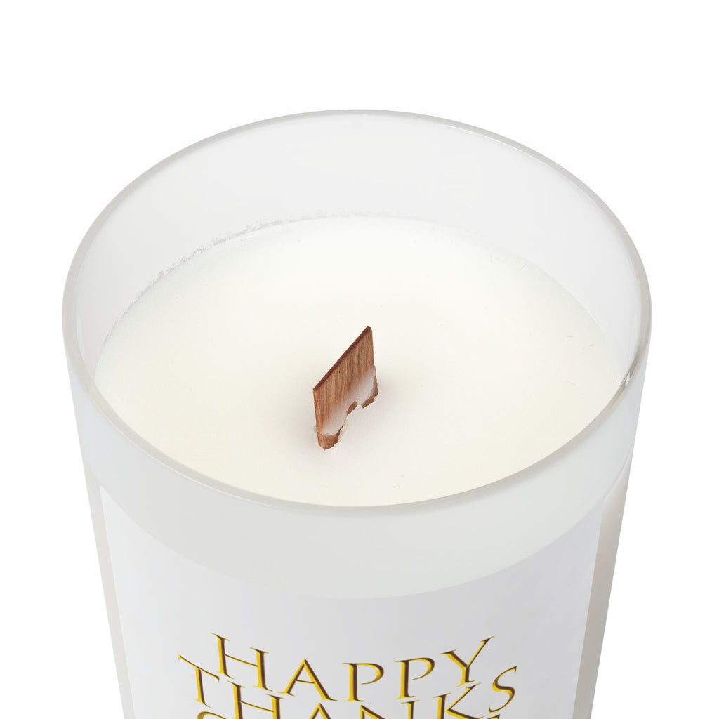 Frosted Glass Candle | "Happy Thanksgiving" on white | 11oz