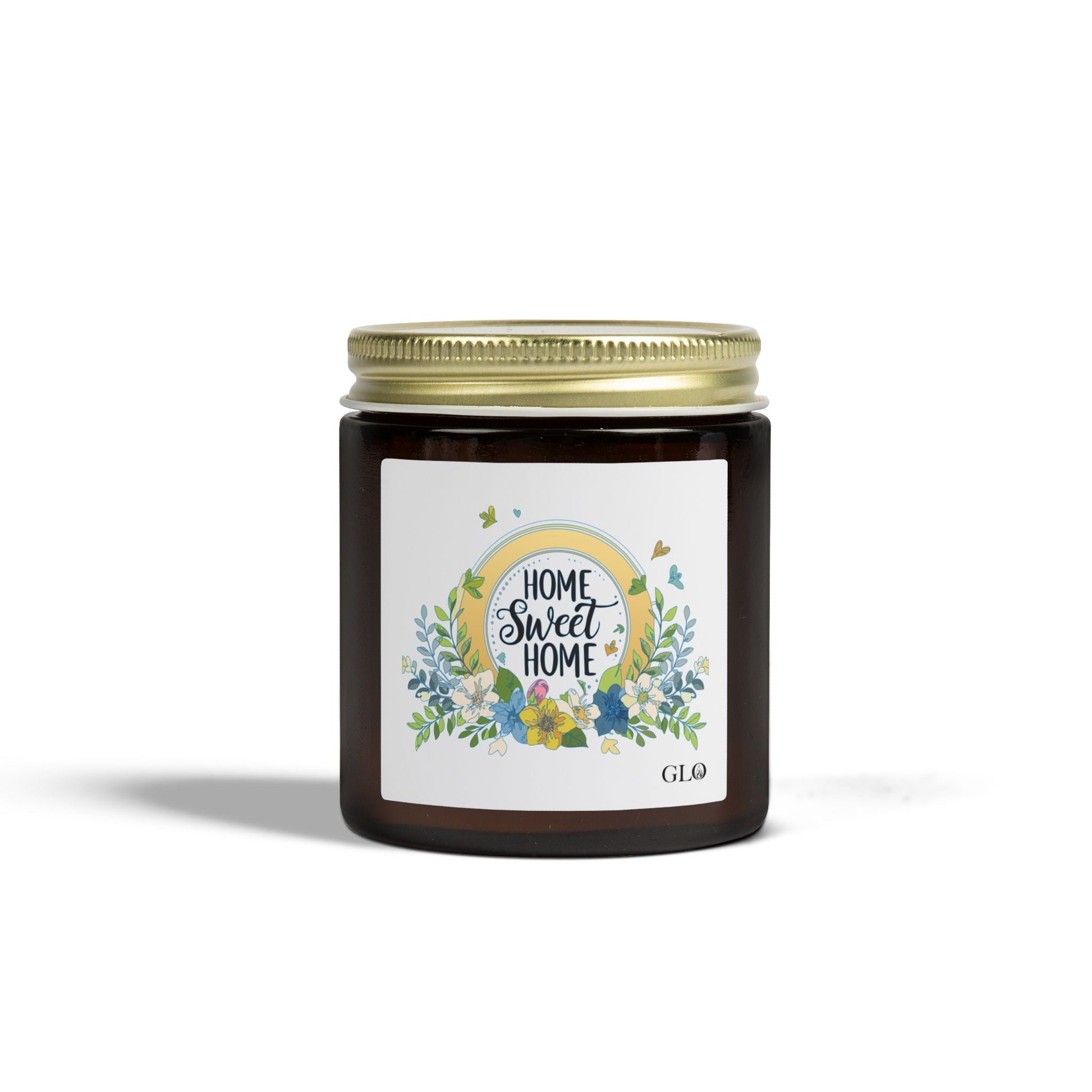 Glass Jar Candle | "Home Sweet Home" with flowers | 4oz & 9oz
