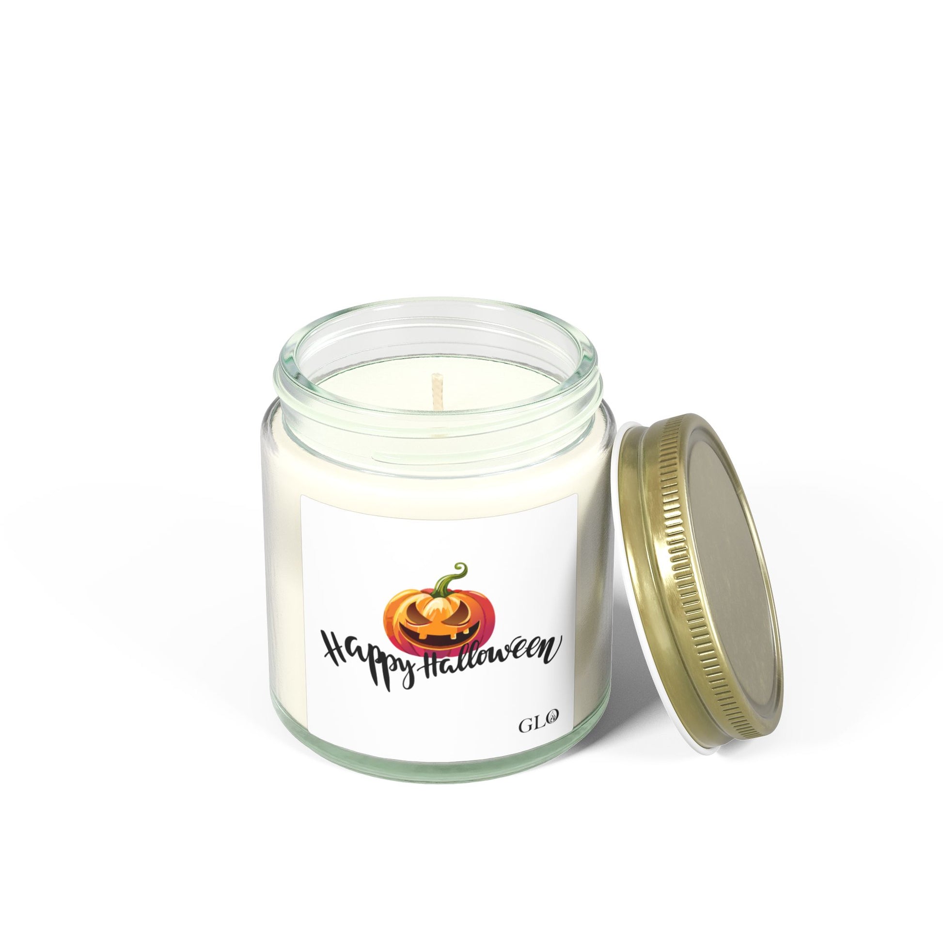 Glass Jar Candle | "Happy Halloween" with Jack-o-lantern | 4oz & 9oz
