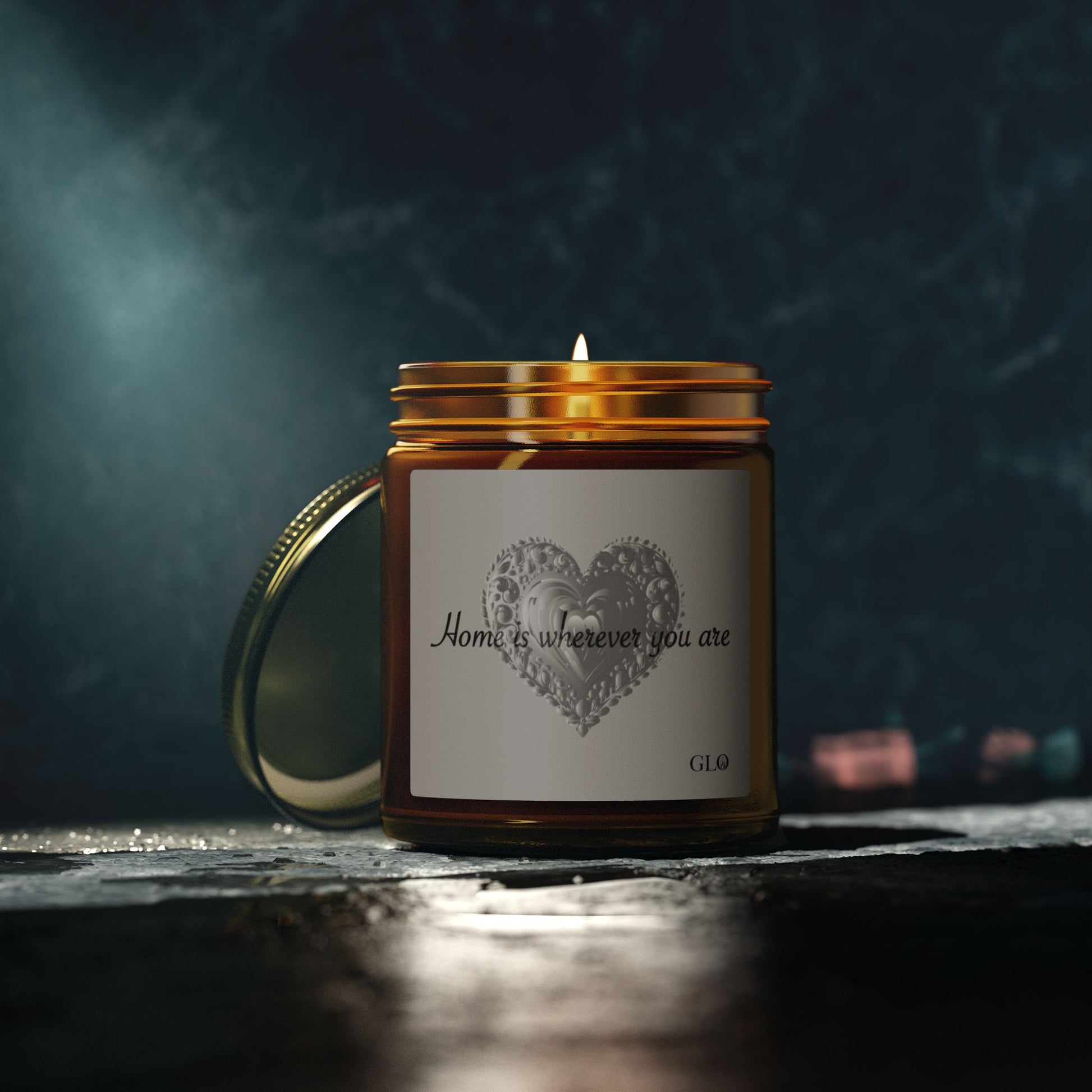 Glass Jar Candle | "Home is Wherever You Are" on Gray | 4oz & 9oz