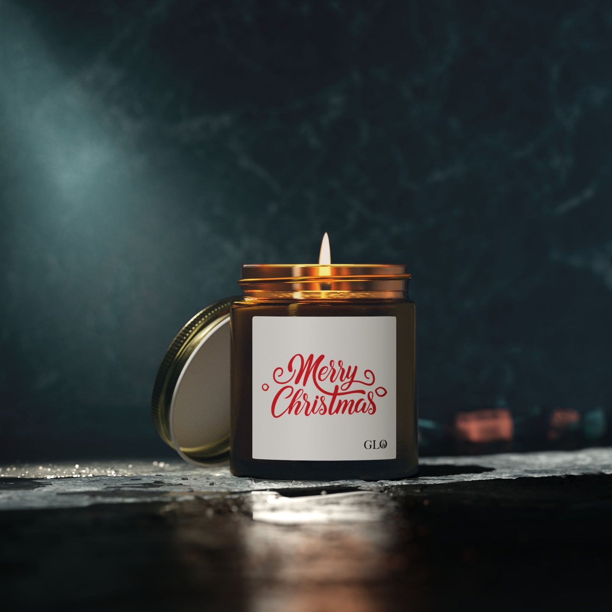 Glass Jar Candle | "Merry Christmas" in red | 4oz & 9oz