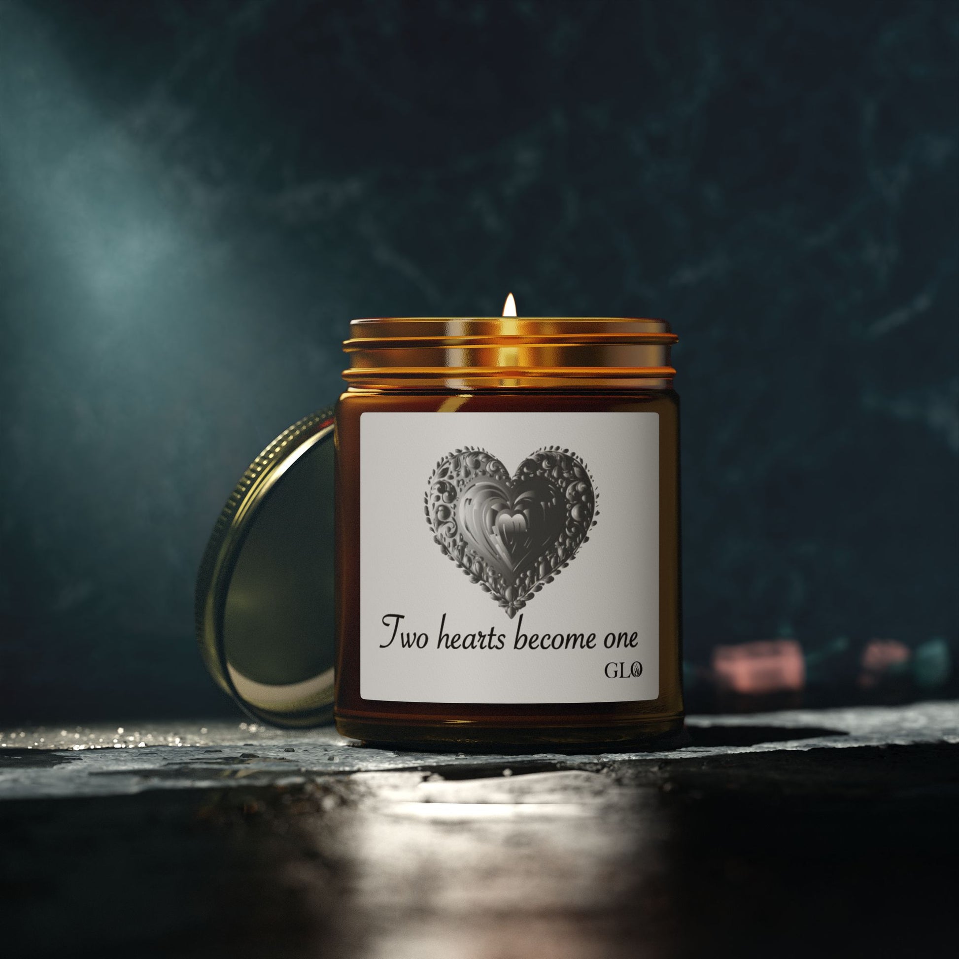 Glass Jar Candle | "Two Hearts Become One" |  4oz & 9oz